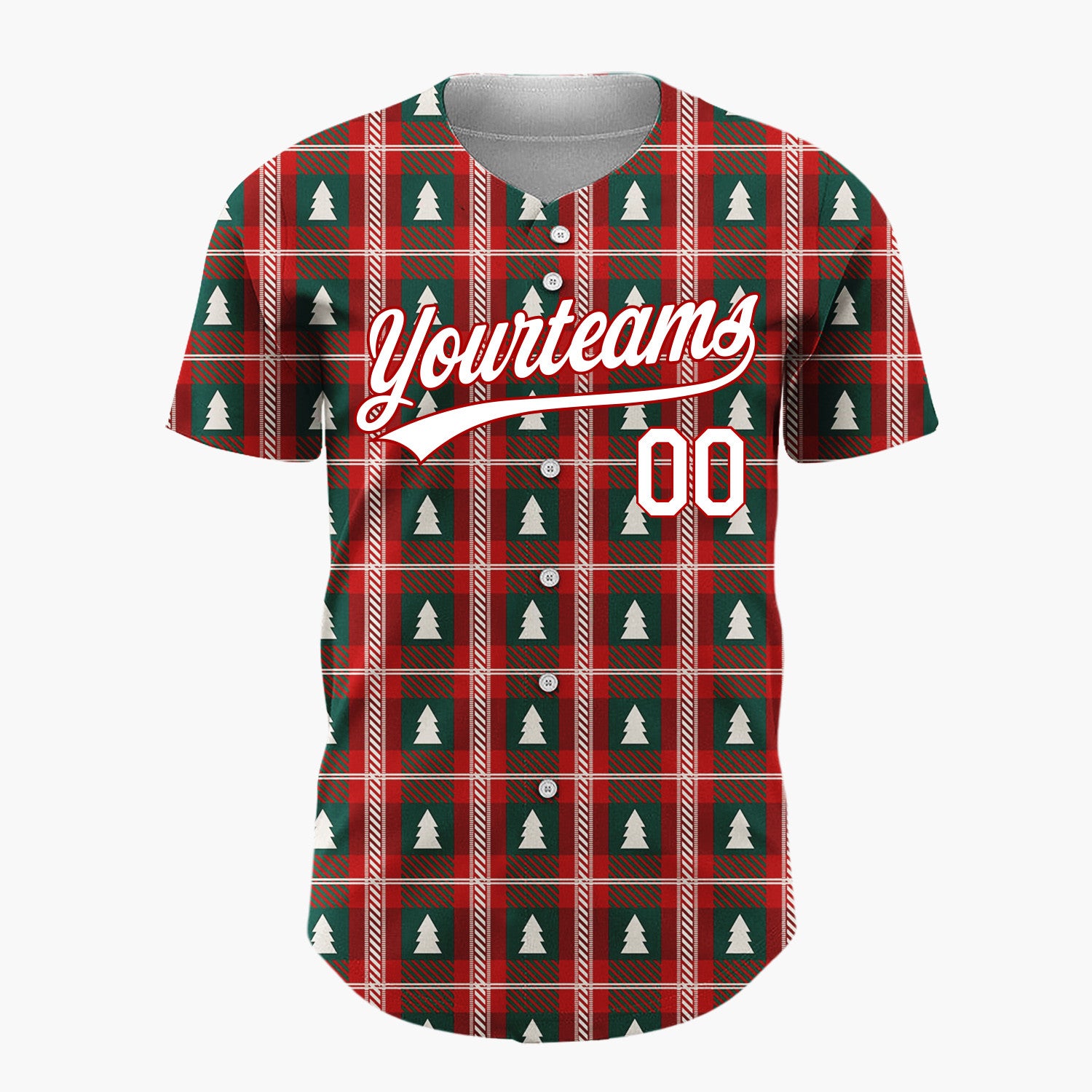 Custom Dark Red Christmas Tartan Plaid Plaid Pattern Christmas Baseball Jersey