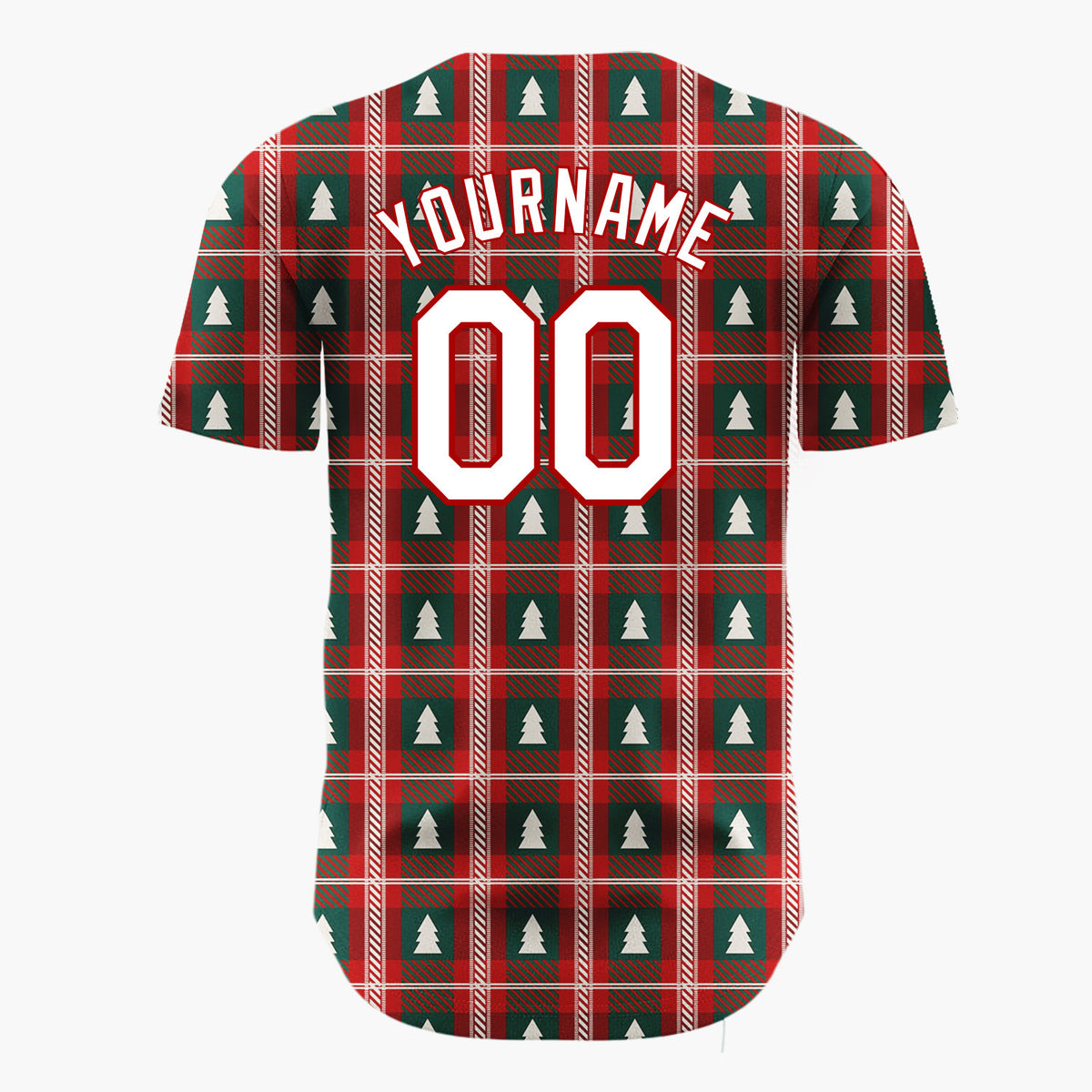 Custom Dark Red Christmas Tartan Plaid Plaid Pattern Christmas Baseball Jersey