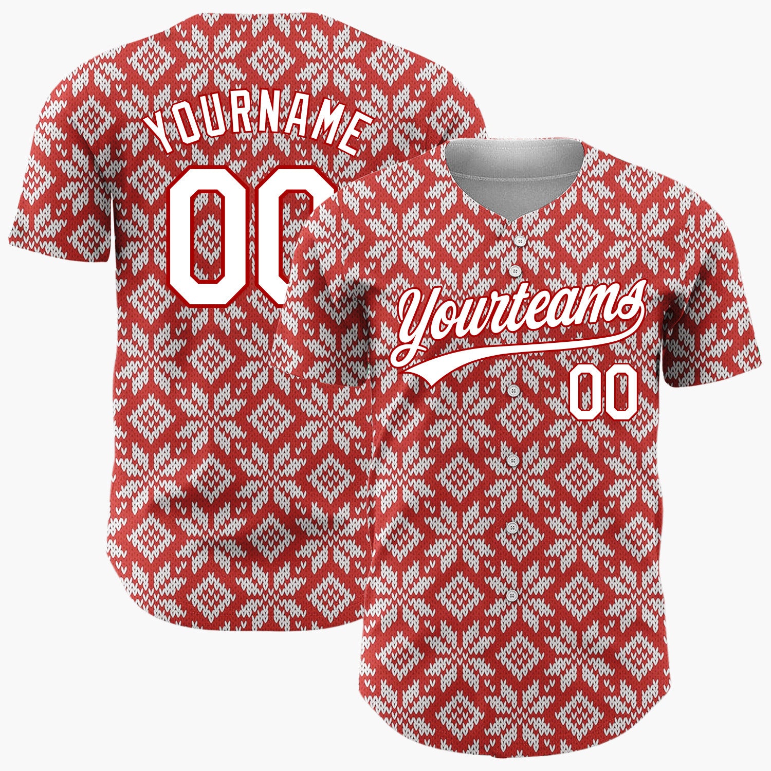 Custom Dark Red Snowflake Geometric Abstract Abstract Pattern Christmas Baseball Jersey