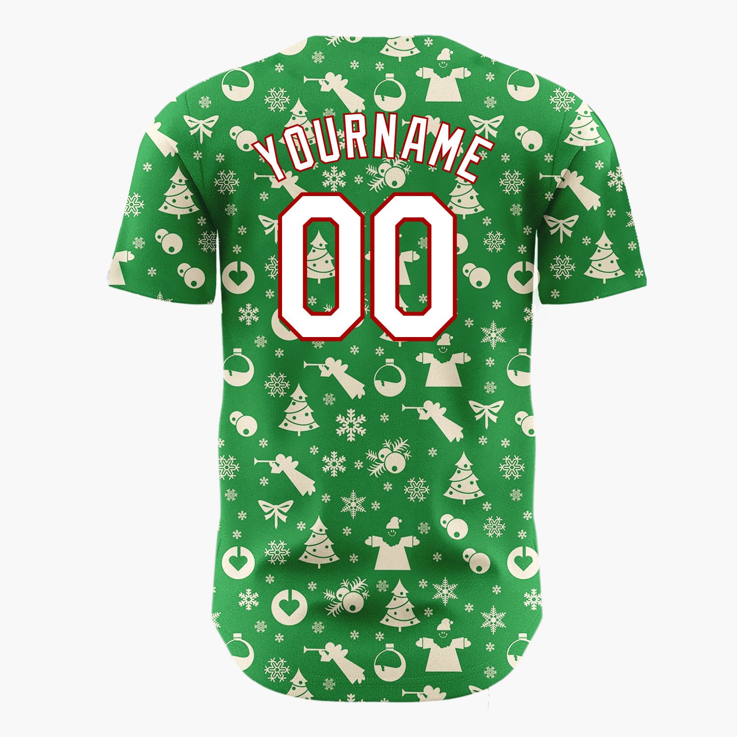 Custom Green Seasonal Icons Simple Christmas Baseball Jersey