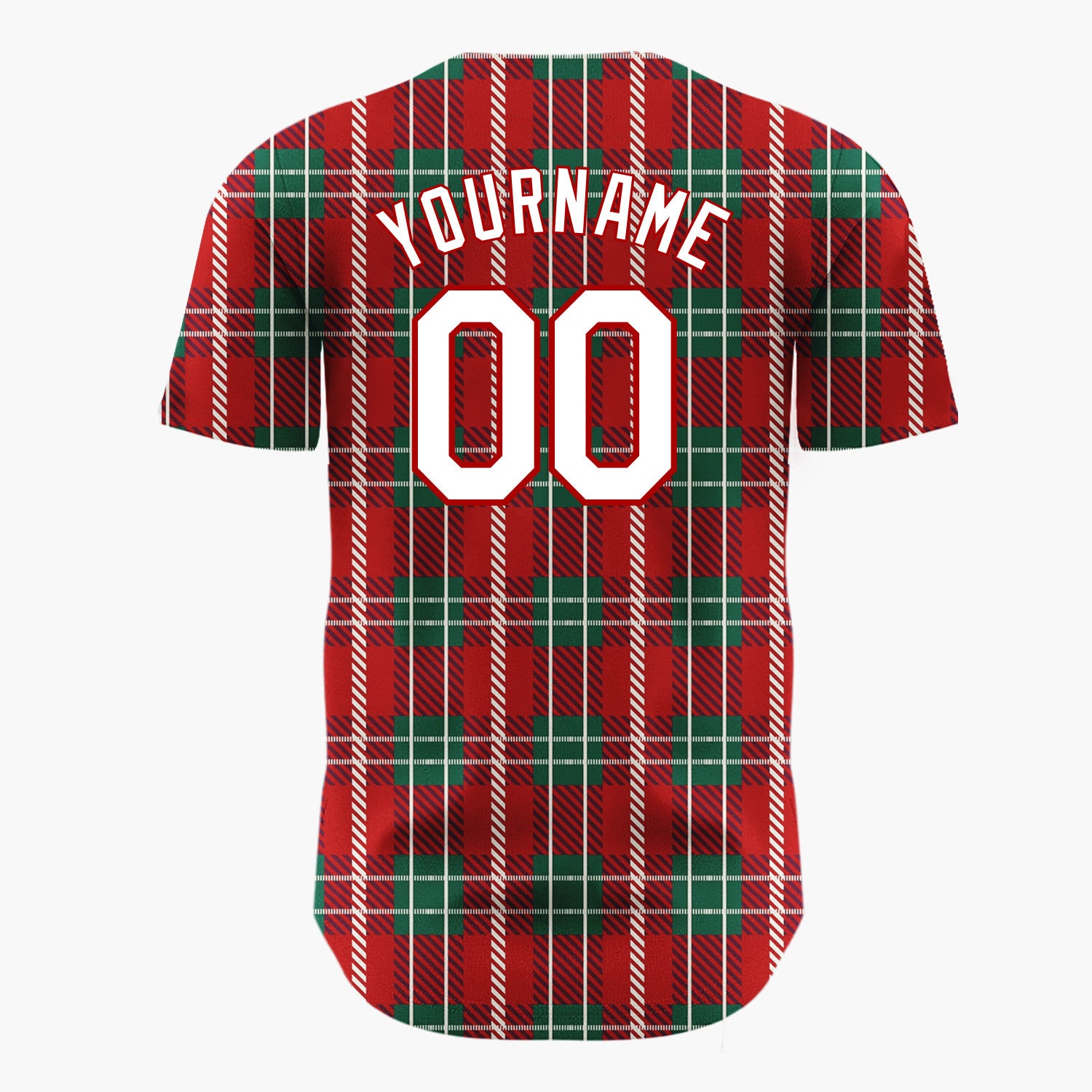 Custom Green Tartan Plaid Classic Plaid Pattern Christmas Baseball Jersey
