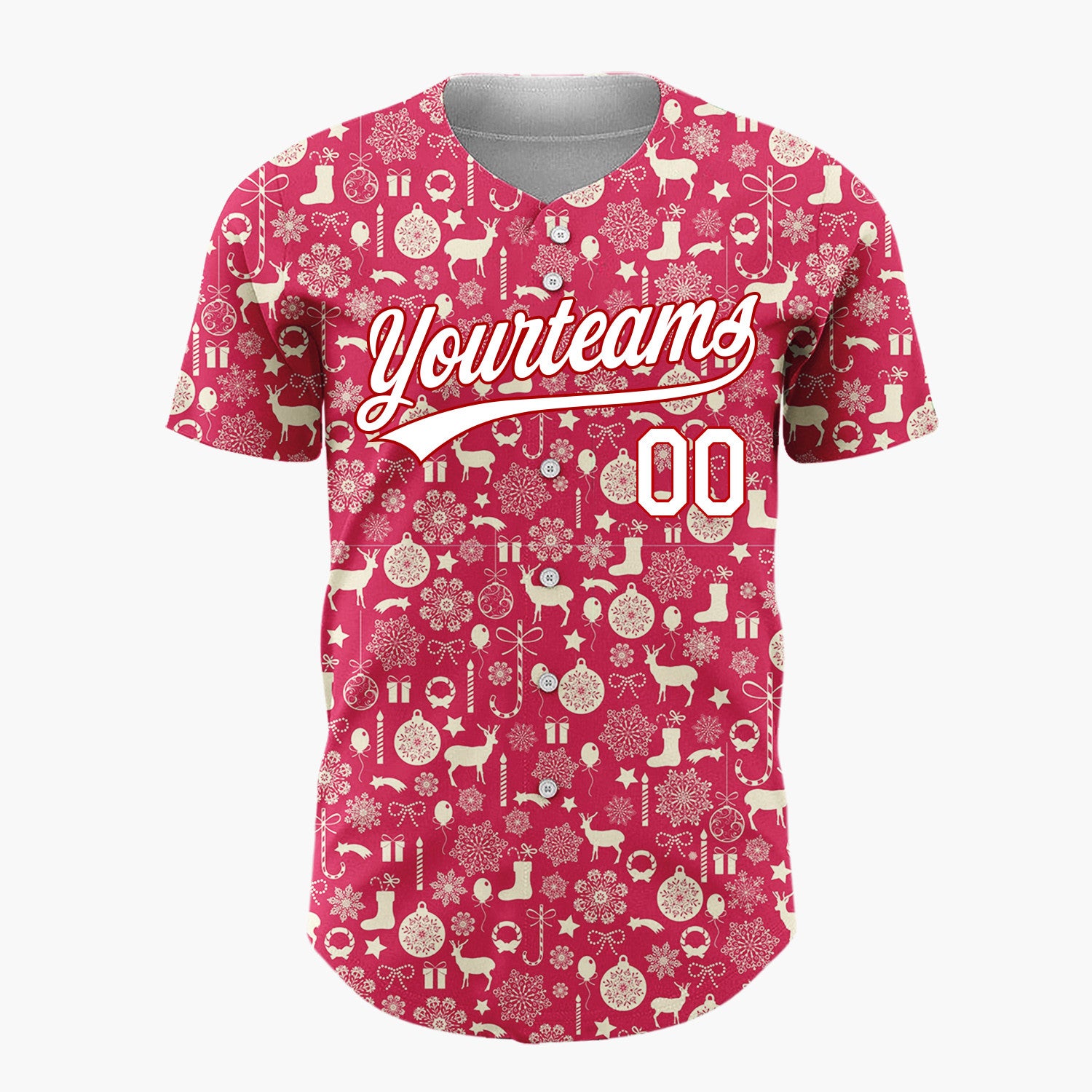 Custom Dark Red Deer Cozy Winter Christmas Minimalist Pattern Christmas Baseball Jersey