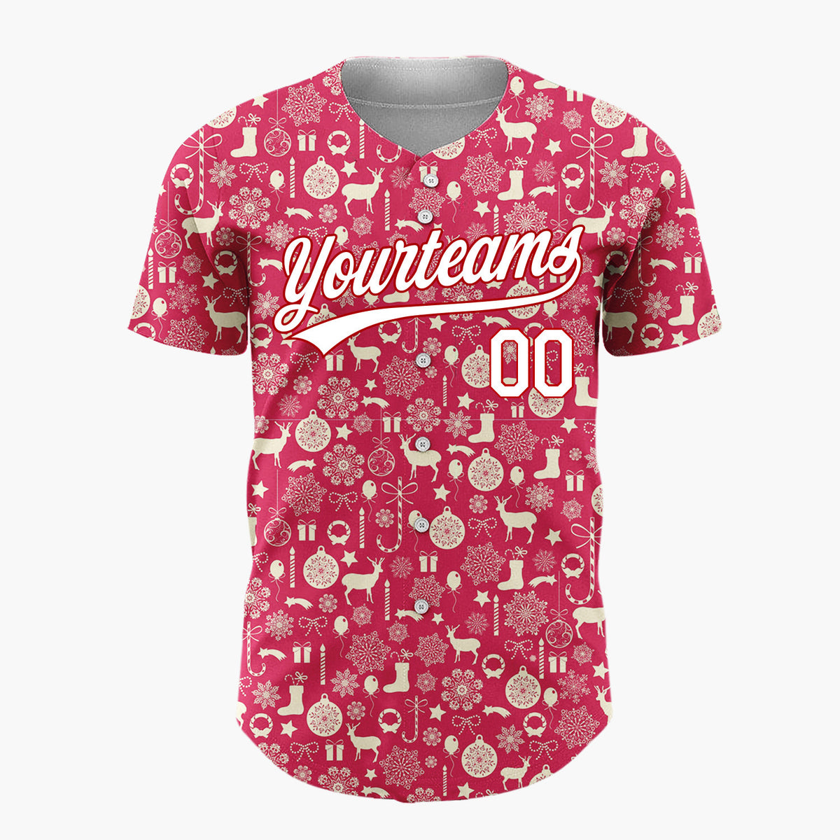 Custom Dark Red Deer Cozy Winter Christmas Minimalist Pattern Christmas Baseball Jersey