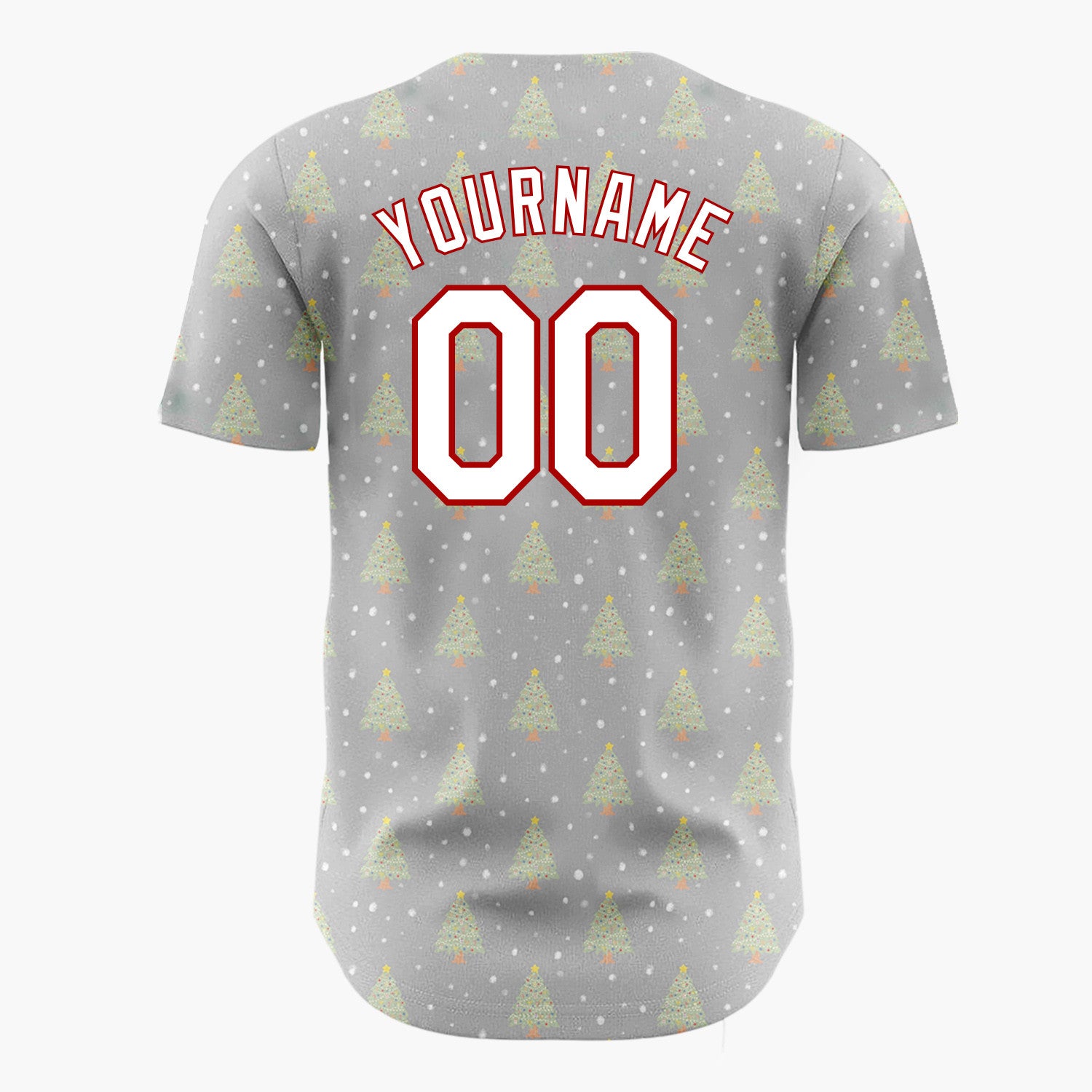 Custom Gray Decorated Christmas Tree Simple Pattern Christmas Baseball Jersey