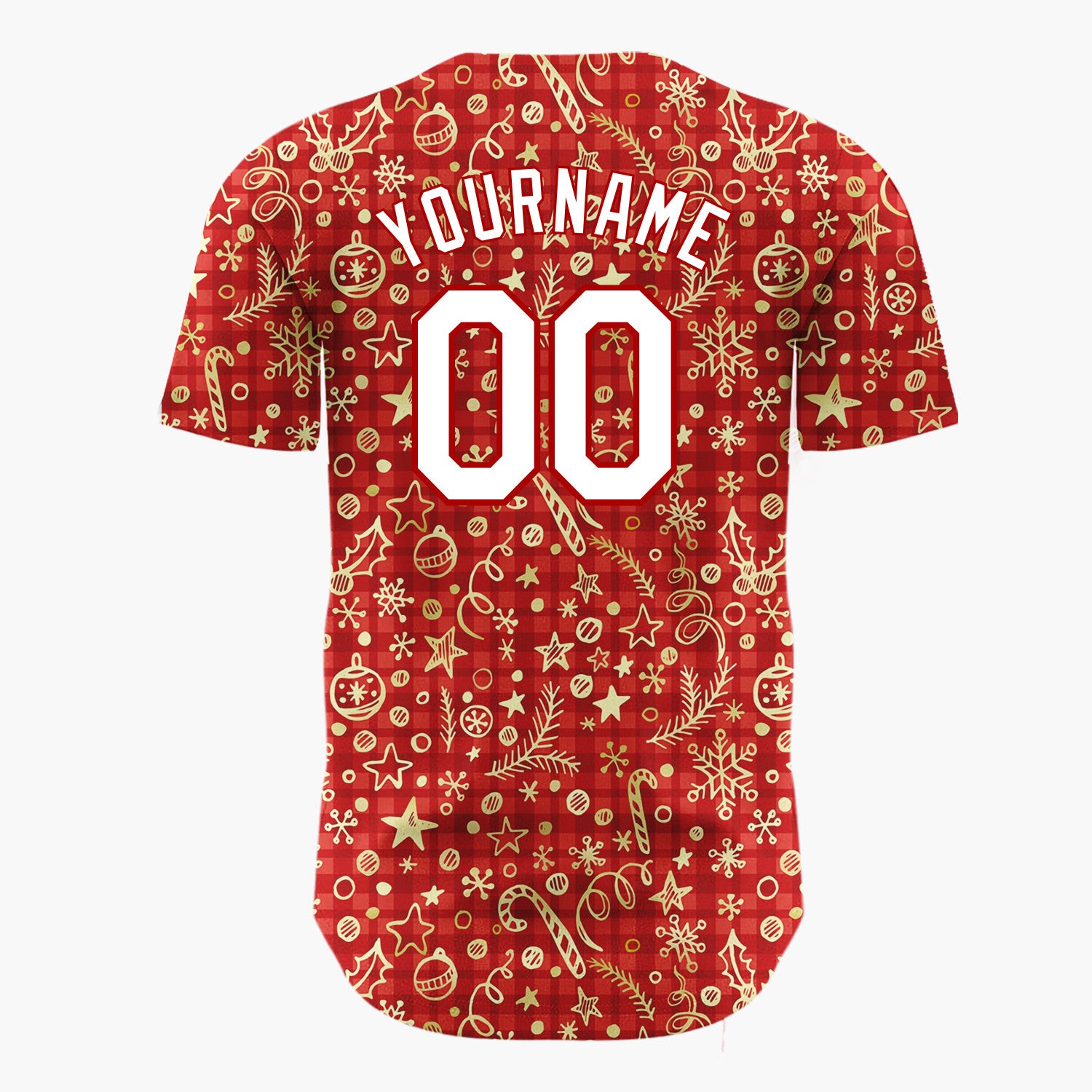 Custom Dark Red Golden Stars Festive Minimalist Pattern Christmas Baseball Jersey