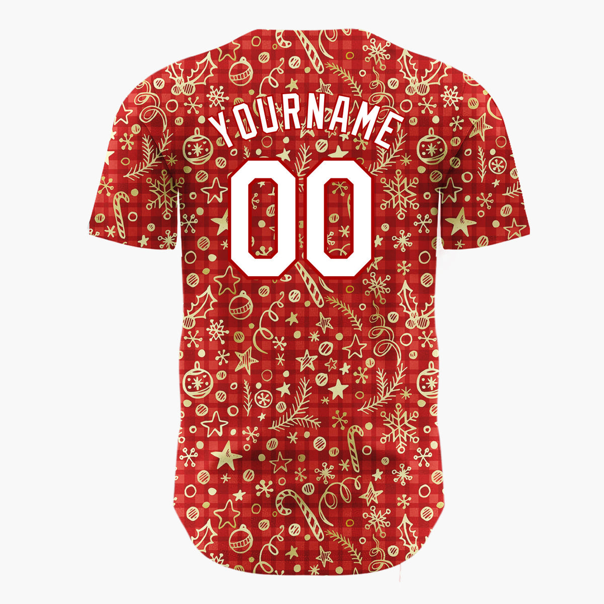 Custom Dark Red Golden Stars Festive Minimalist Pattern Christmas Baseball Jersey