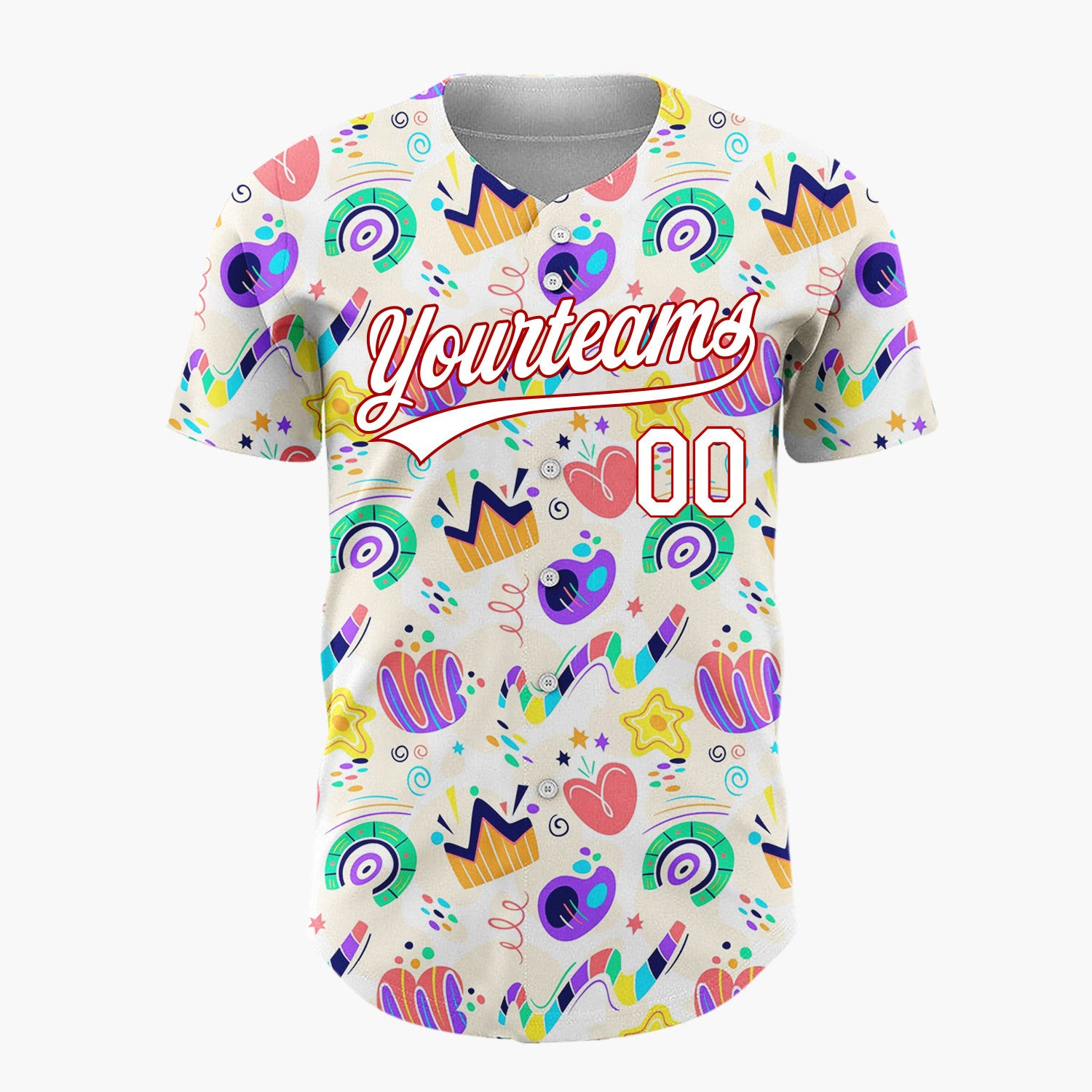 Custom Light Cream Bright Abstract Geometric Doodle Pattern Christmas Baseball Jersey