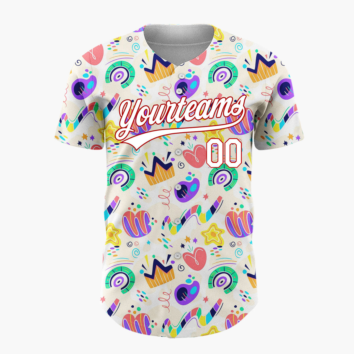 Custom Light Cream Bright Abstract Geometric Doodle Pattern Christmas Baseball Jersey
