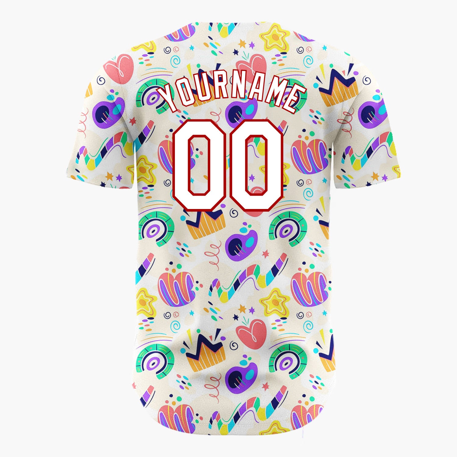 Custom Light Cream Bright Abstract Geometric Doodle Pattern Christmas Baseball Jersey