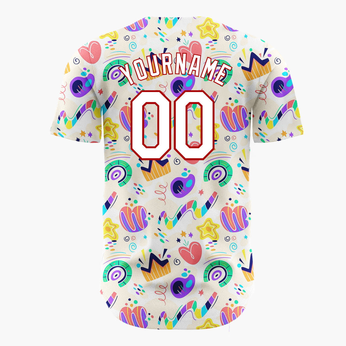 Custom Light Cream Bright Abstract Geometric Doodle Pattern Christmas Baseball Jersey