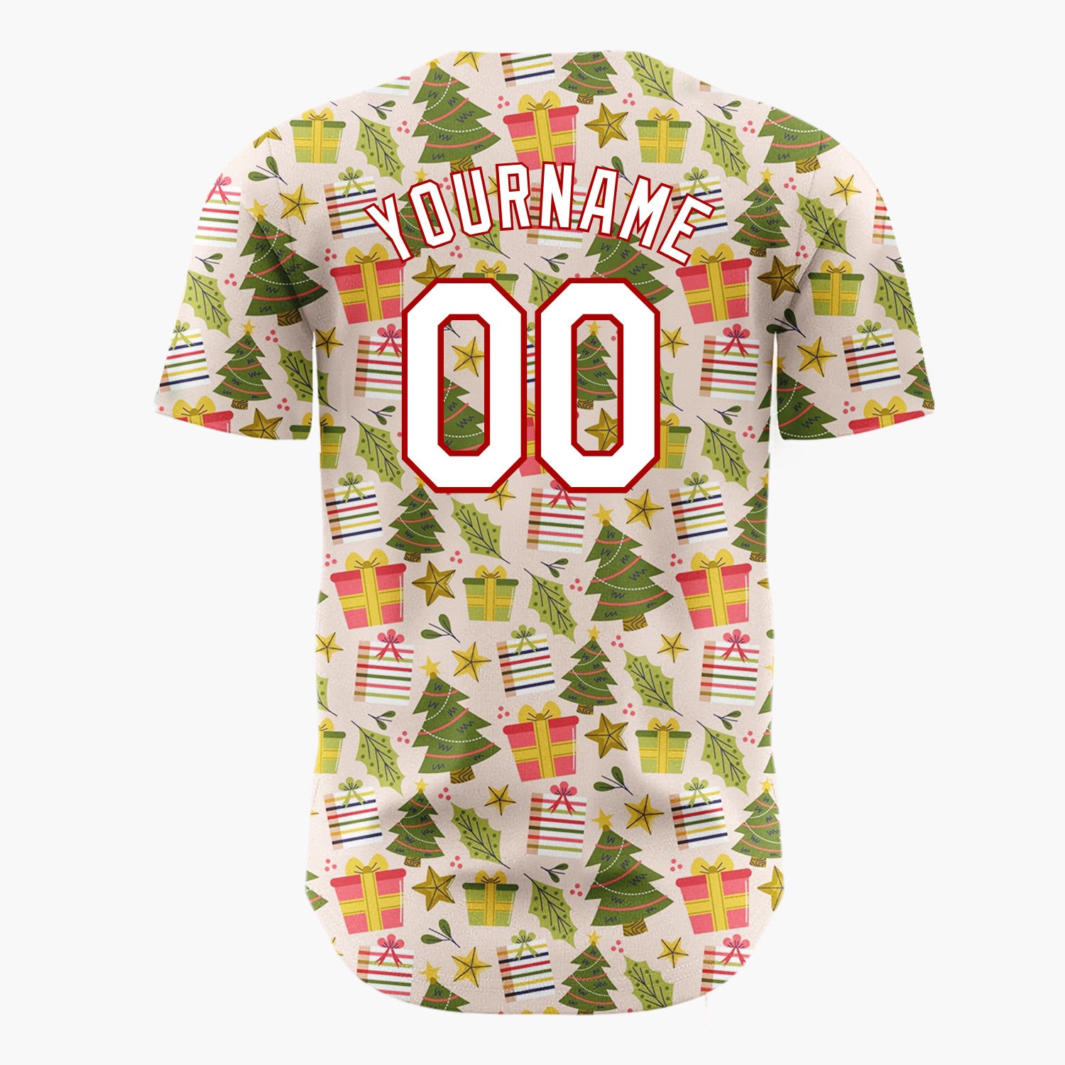 Custom Light Pink Green Red Geometric Gifts And Stars Christmas Baseball Jersey