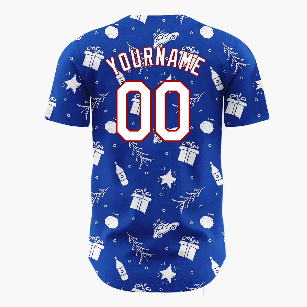 Custom Navy Car Gift And Star Doodle Christmas Baseball Jersey