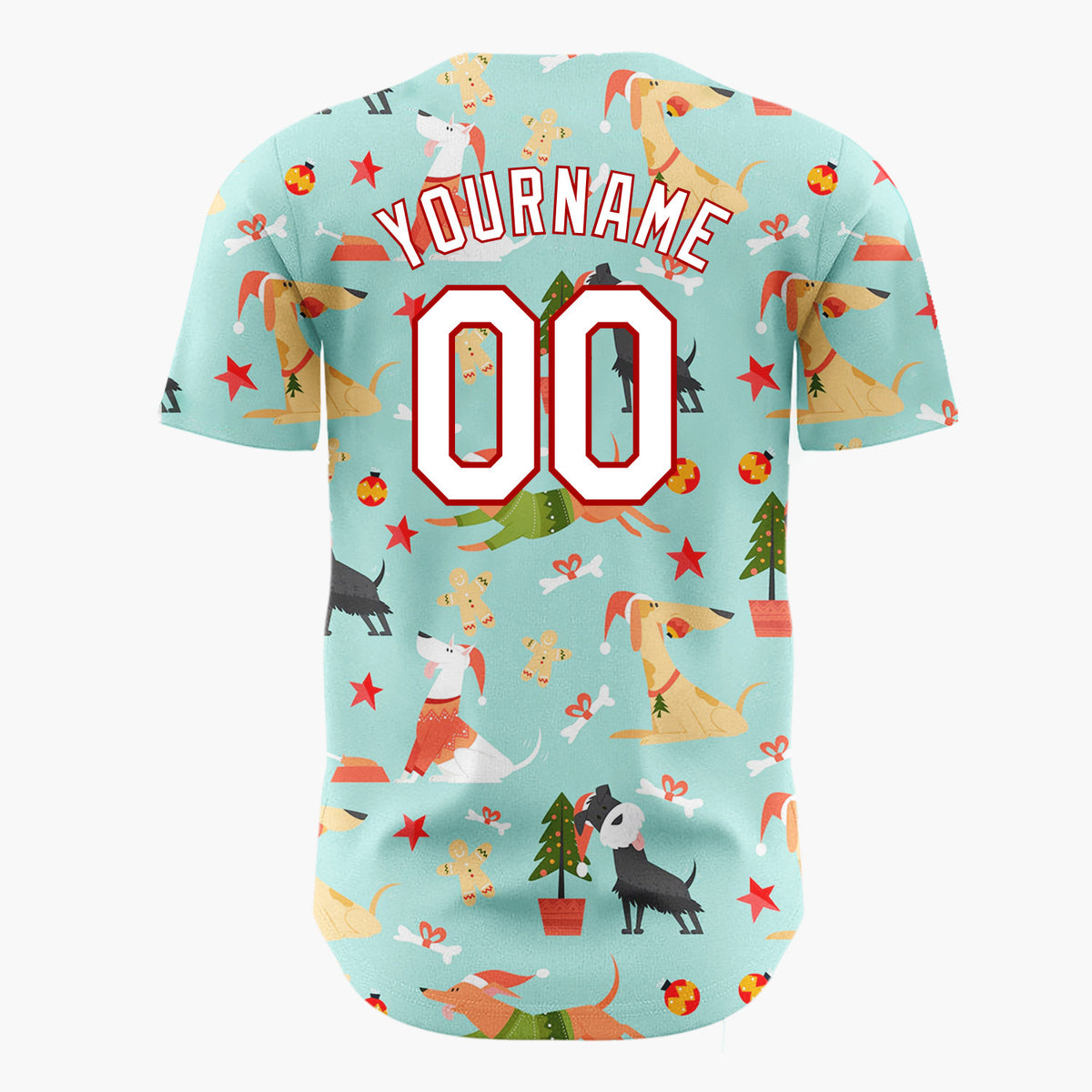 Custom Mint Green Gingerbread Men Playful Christmas Baseball Jersey