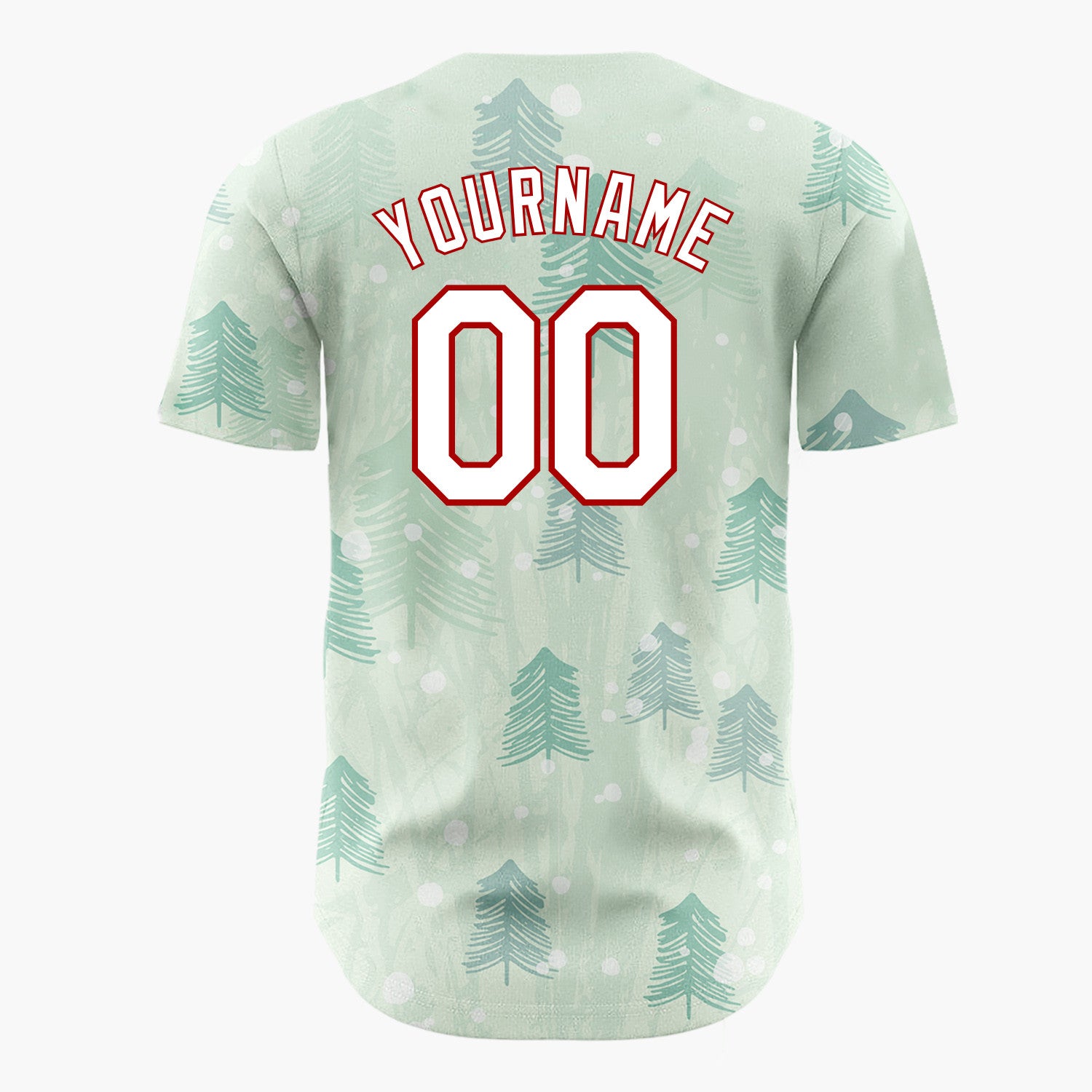 Custom Mint Green Abstract Pine Tree Forest Impressionist Pattern Christmas Baseball Jersey