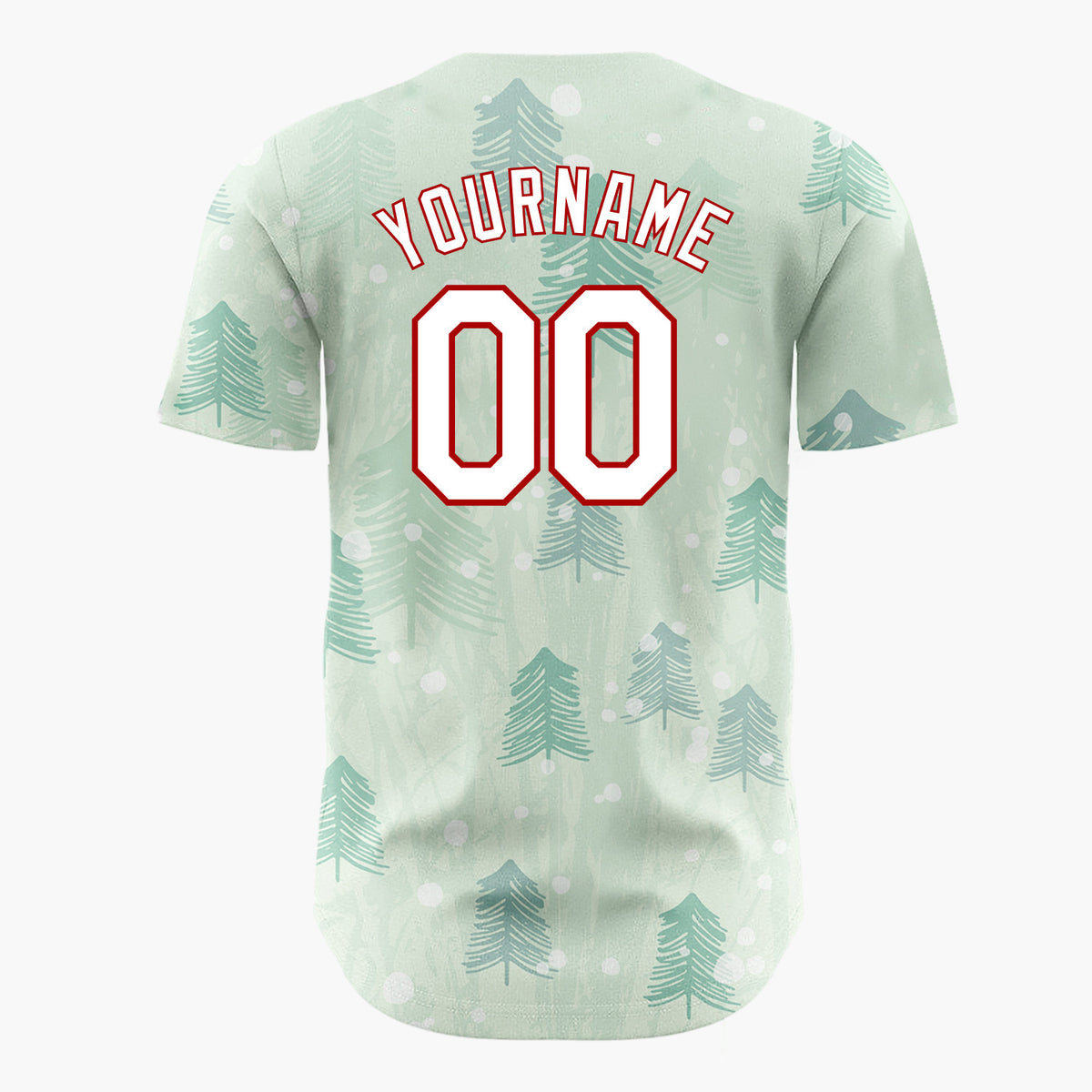 Custom Mint Green Abstract Pine Tree Forest Impressionist Pattern Christmas Baseball Jersey