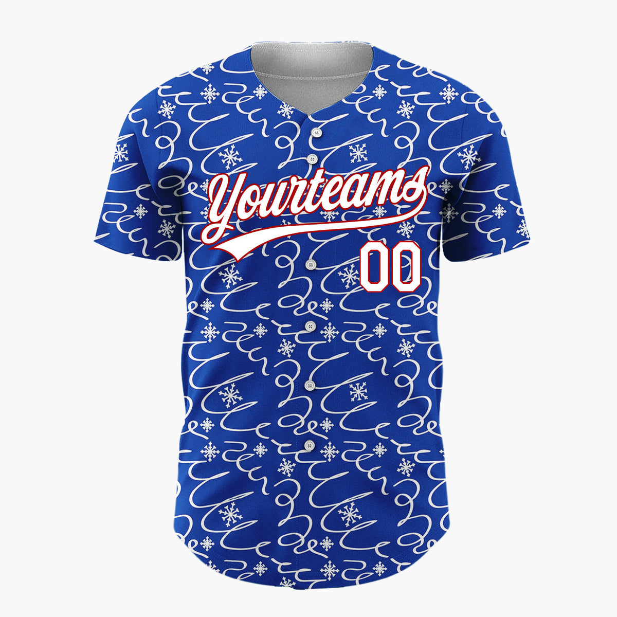 Custom Navy Abstract Swirl And Snowflake Hand Drawn Pattern Christmas Baseball Jersey