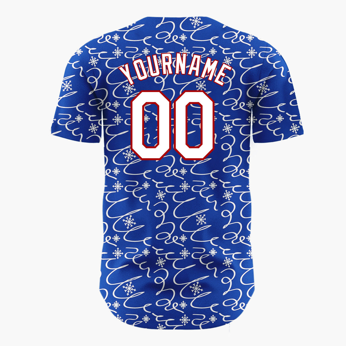 Custom Navy Abstract Swirl And Snowflake Hand Drawn Pattern Christmas Baseball Jersey