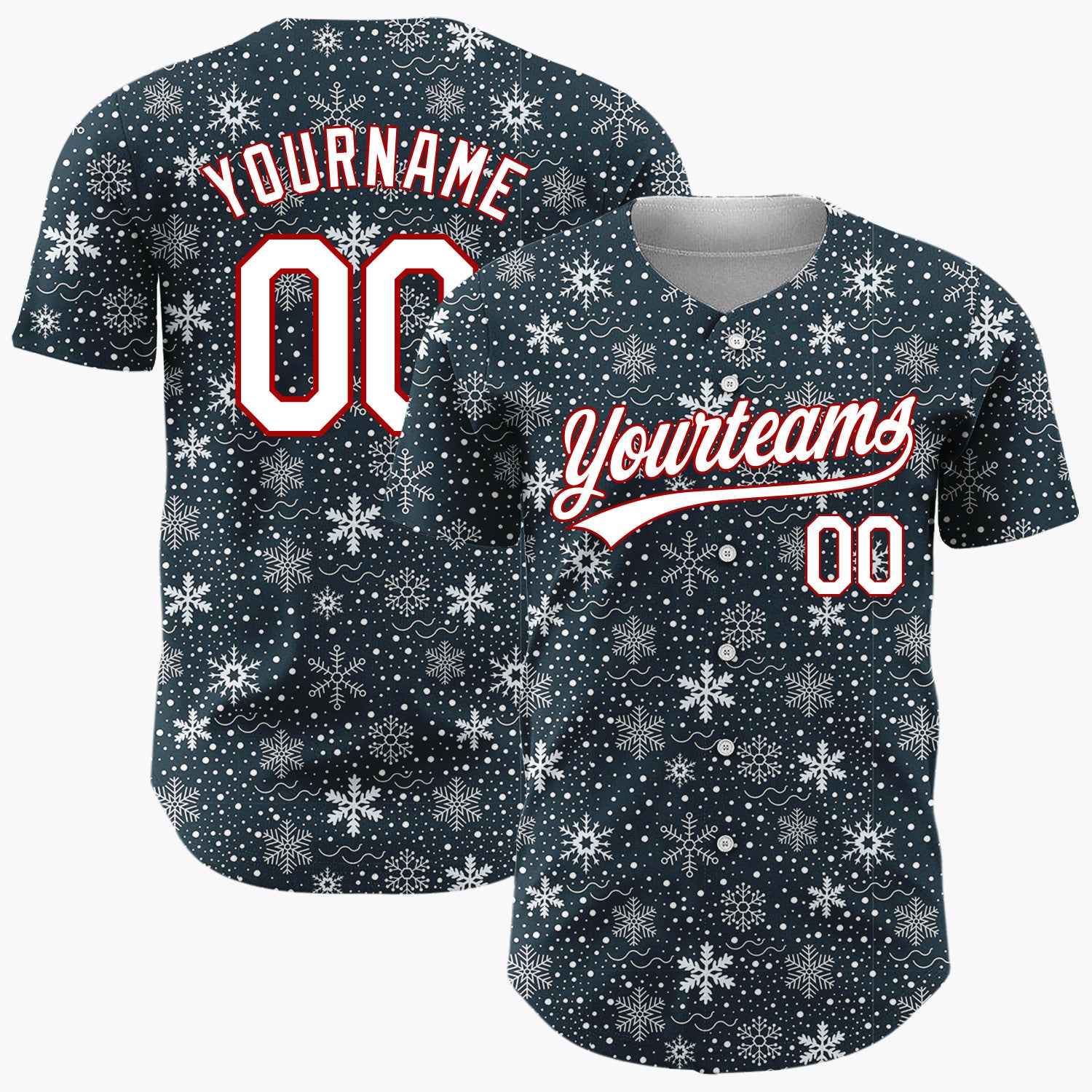 Custom Light Blue Snowflakes Subtle Abstract Pattern Christmas Baseball Jersey