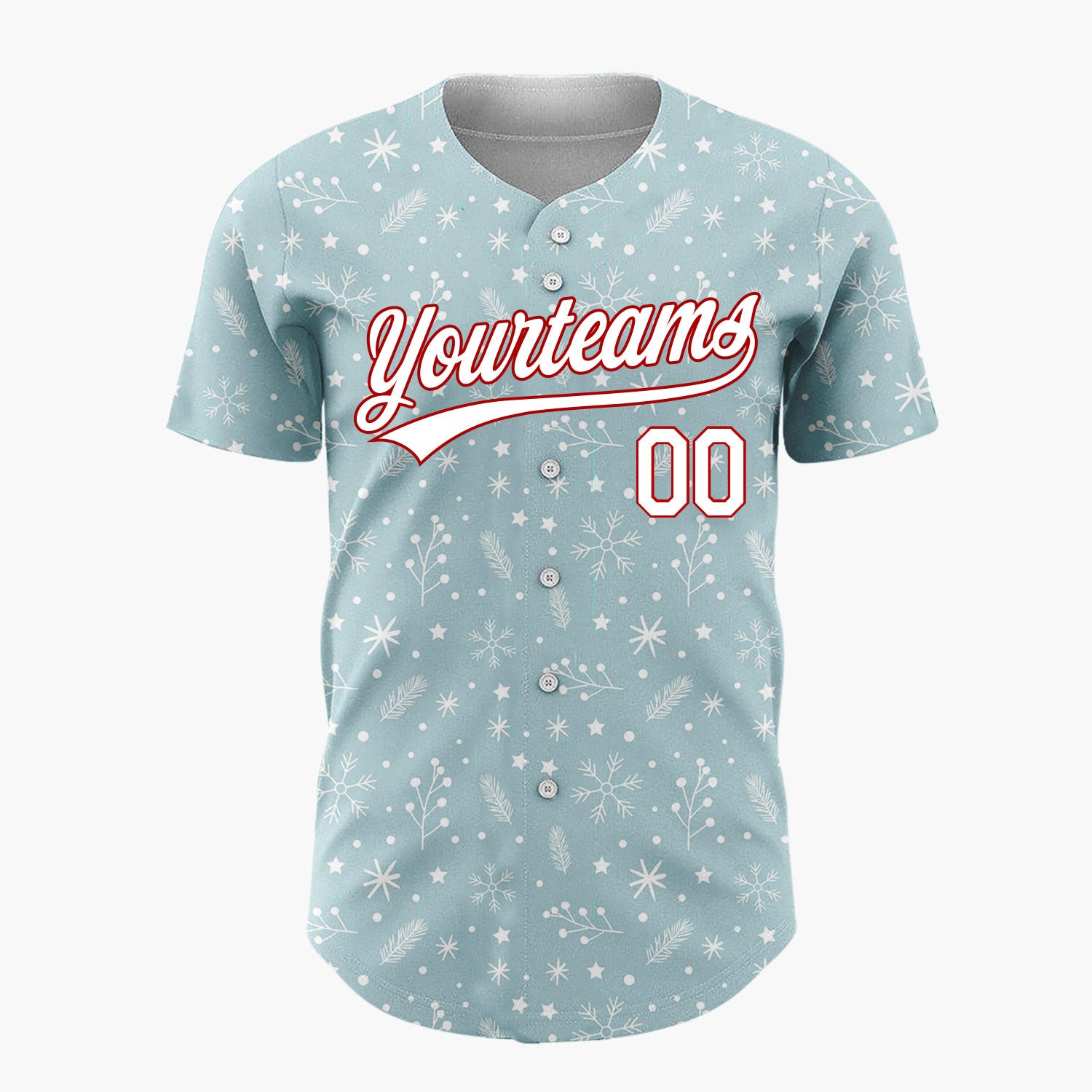Custom Light Blue Stars Doodles Simple Cartoon Pattern Christmas Baseball Jersey