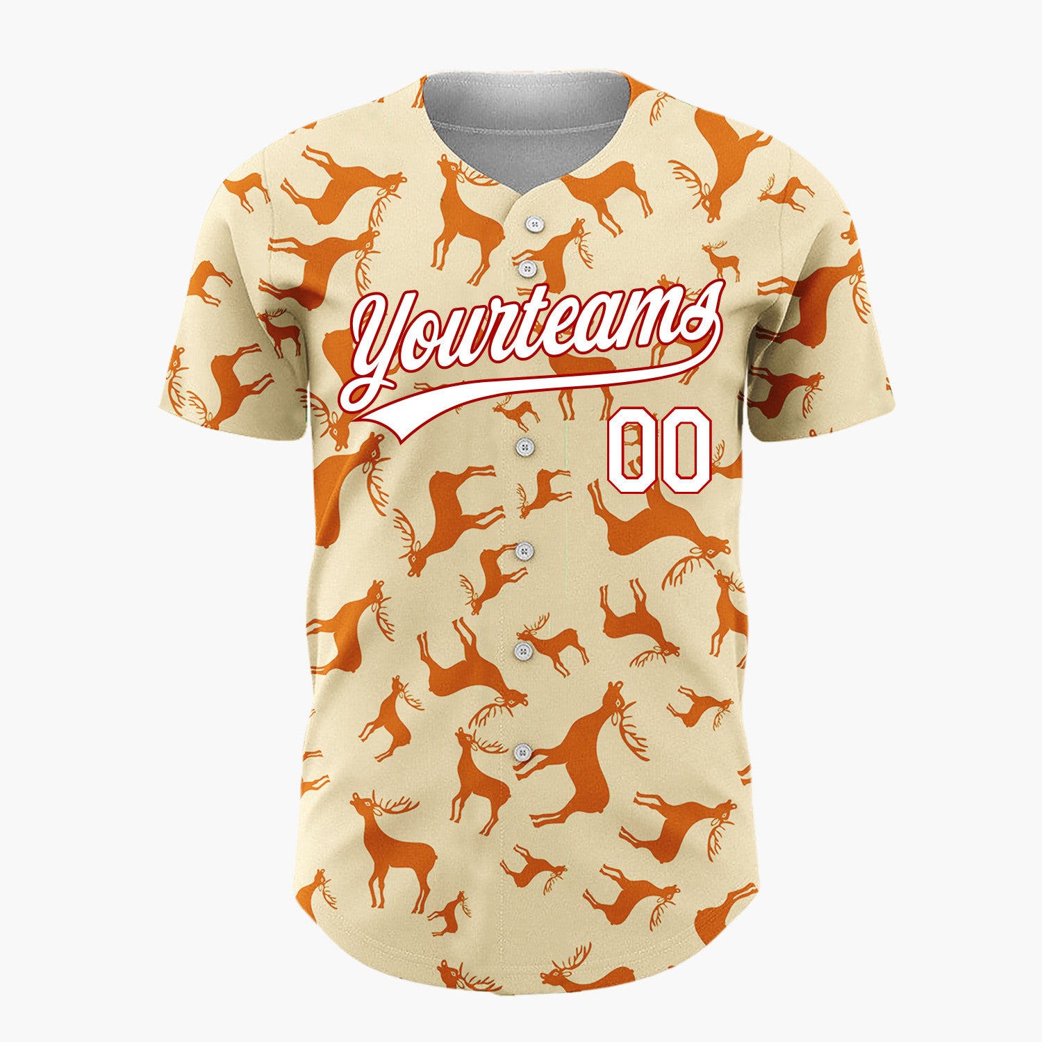 Custom Orange Reindeer Silhouettes Cartoon Pattern Christmas Baseball Jersey