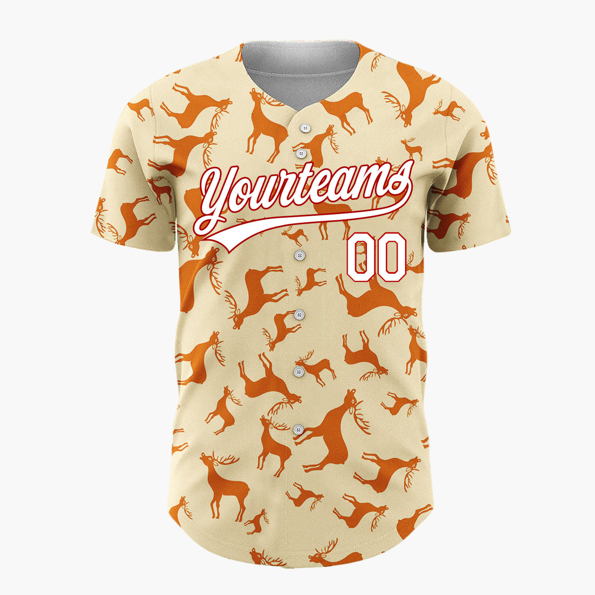 Custom Orange Reindeer Silhouettes Cartoon Pattern Christmas Baseball Jersey