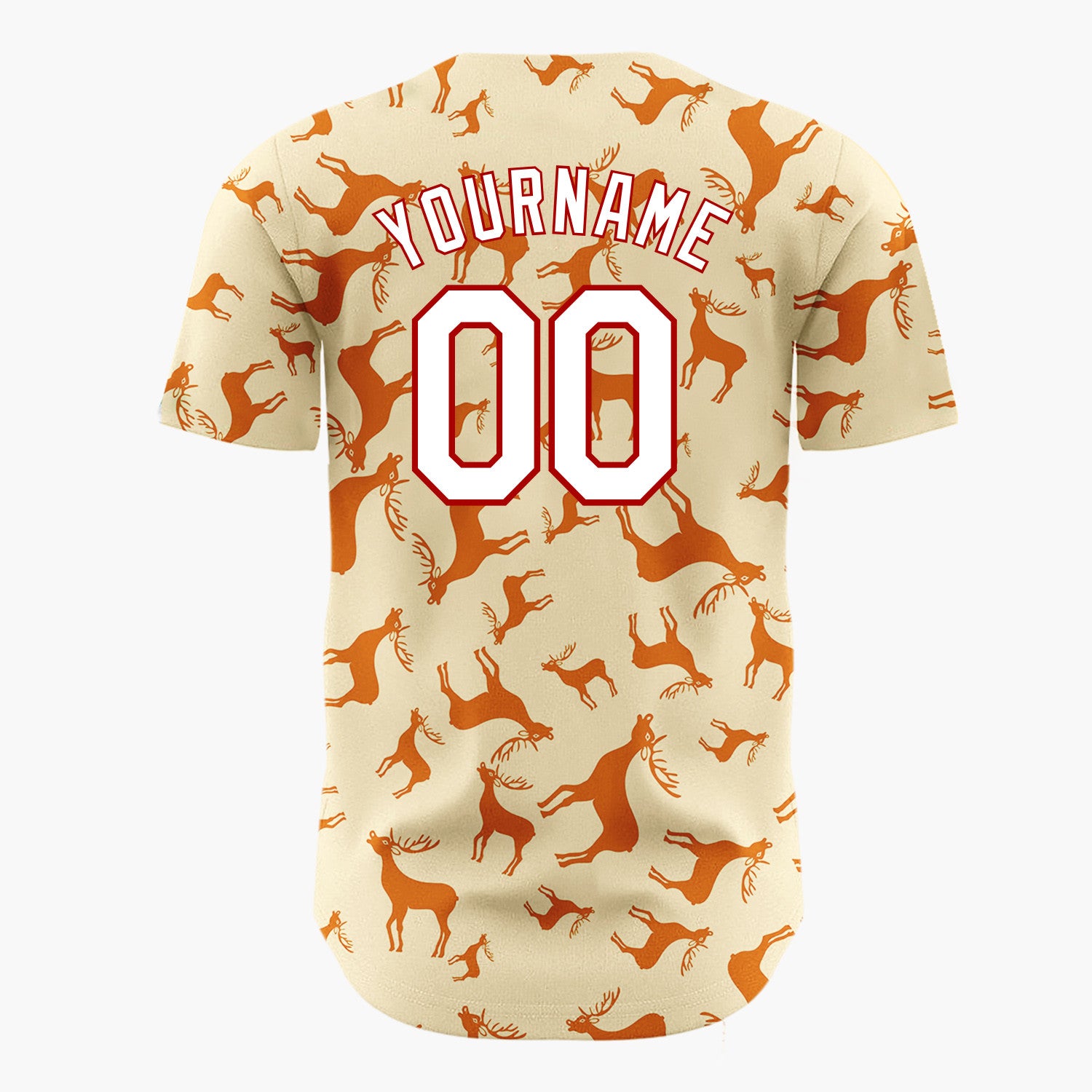 Custom Orange Reindeer Silhouettes Cartoon Pattern Christmas Baseball Jersey