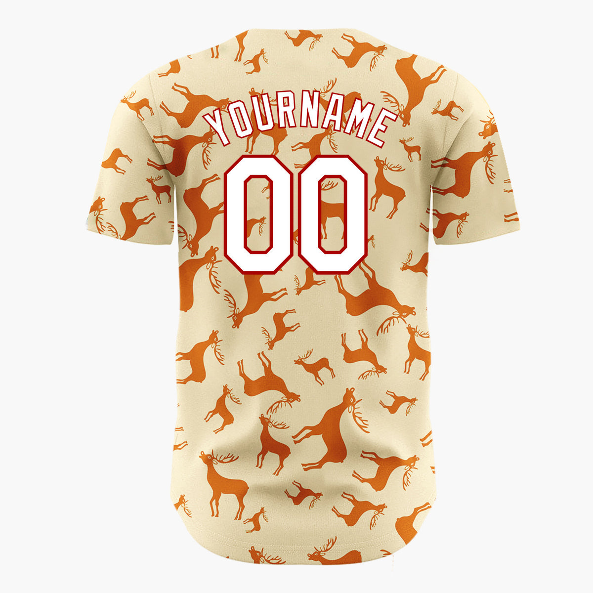 Custom Orange Reindeer Silhouettes Cartoon Pattern Christmas Baseball Jersey