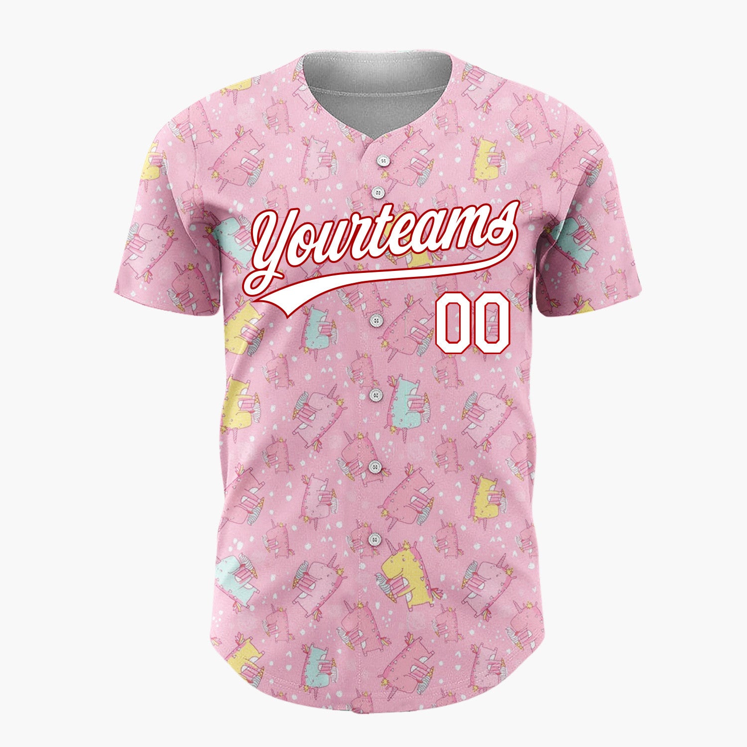 Custom Pink Cute Unicorn Ice Cream Pastel Pattern Christmas Baseball Jersey