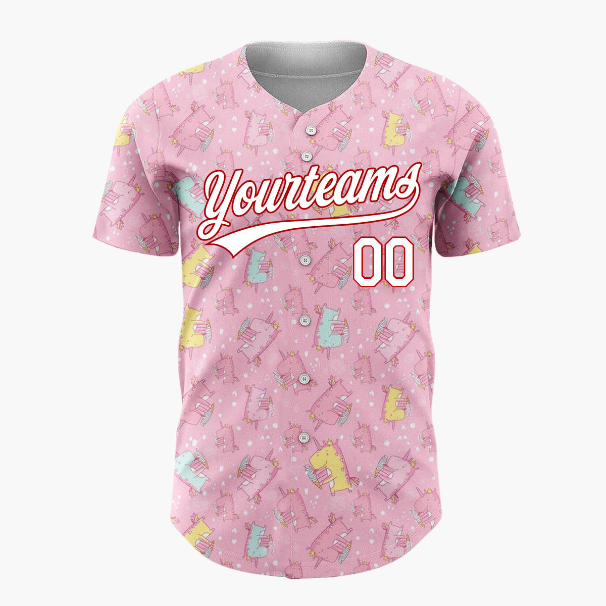Custom Pink Cute Unicorn Ice Cream Pastel Pattern Christmas Baseball Jersey