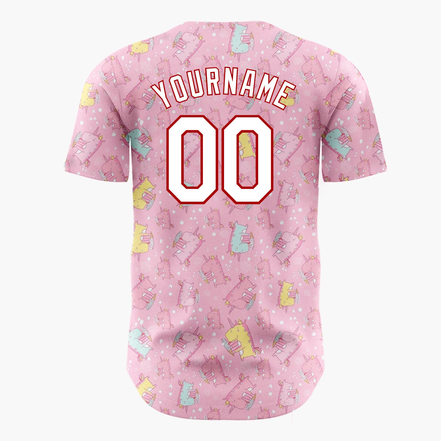Custom Pink Cute Unicorn Ice Cream Pastel Pattern Christmas Baseball Jersey