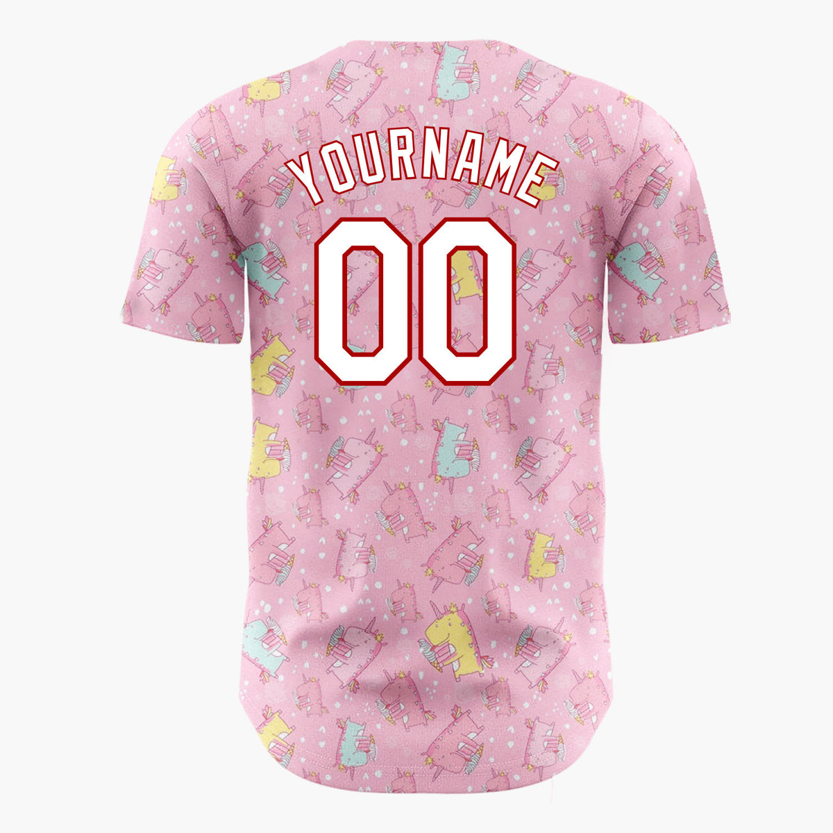 Custom Pink Cute Unicorn Ice Cream Pastel Pattern Christmas Baseball Jersey