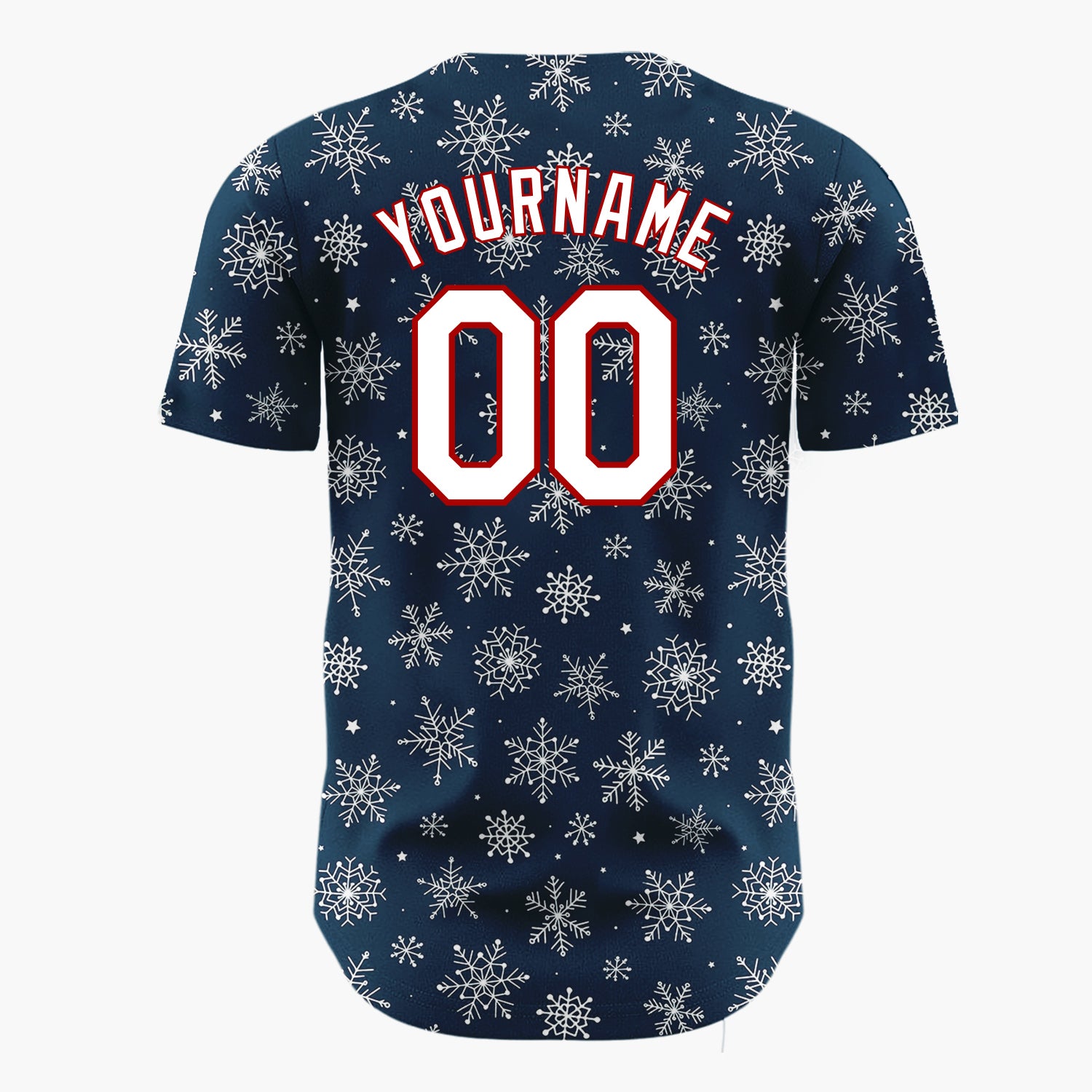 Custom Navy White Sketch Snowflake Doodle Pattern Christmas Baseball Jersey