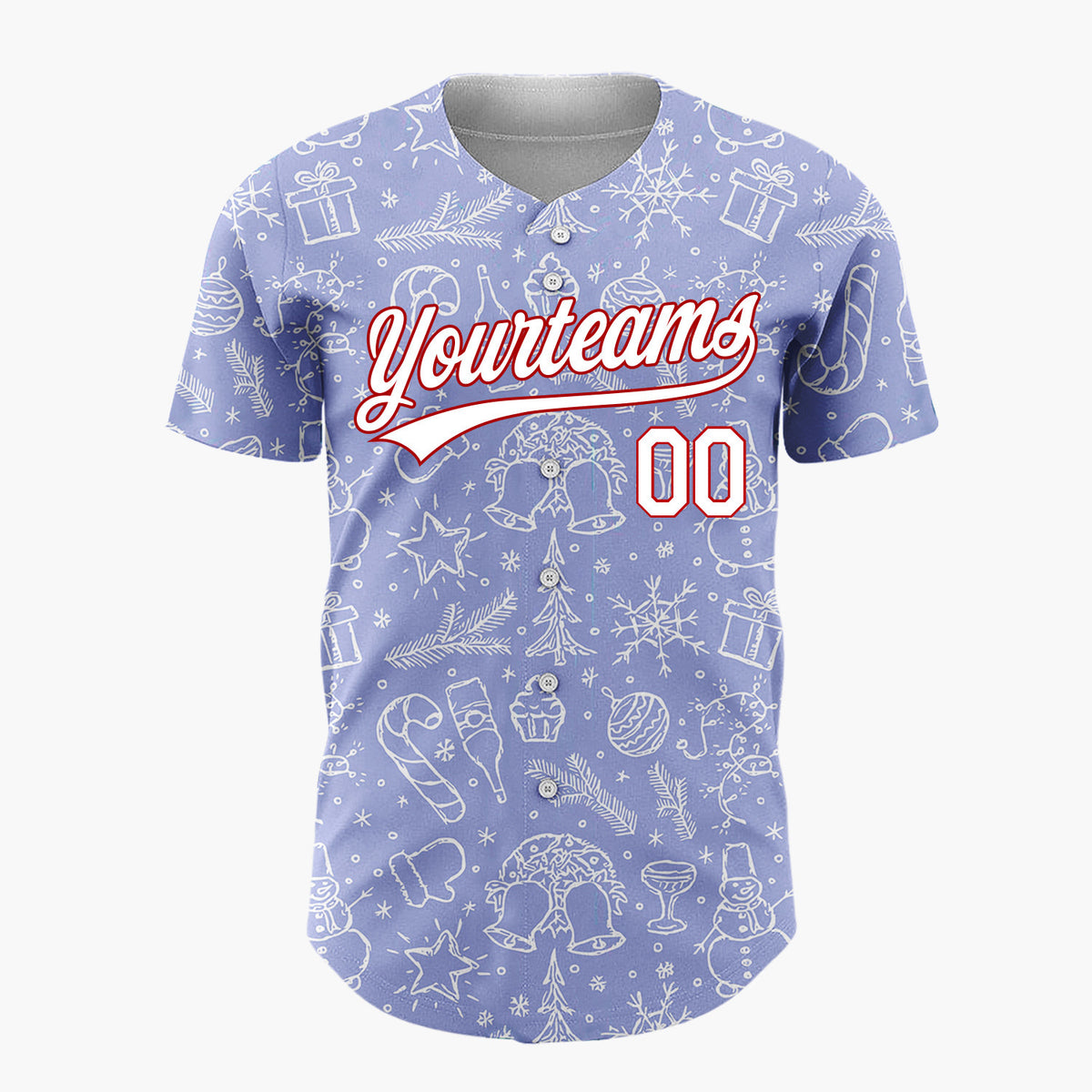Custom Purple Christmas Icon Doodled Line Art Pattern Christmas Baseball Jersey