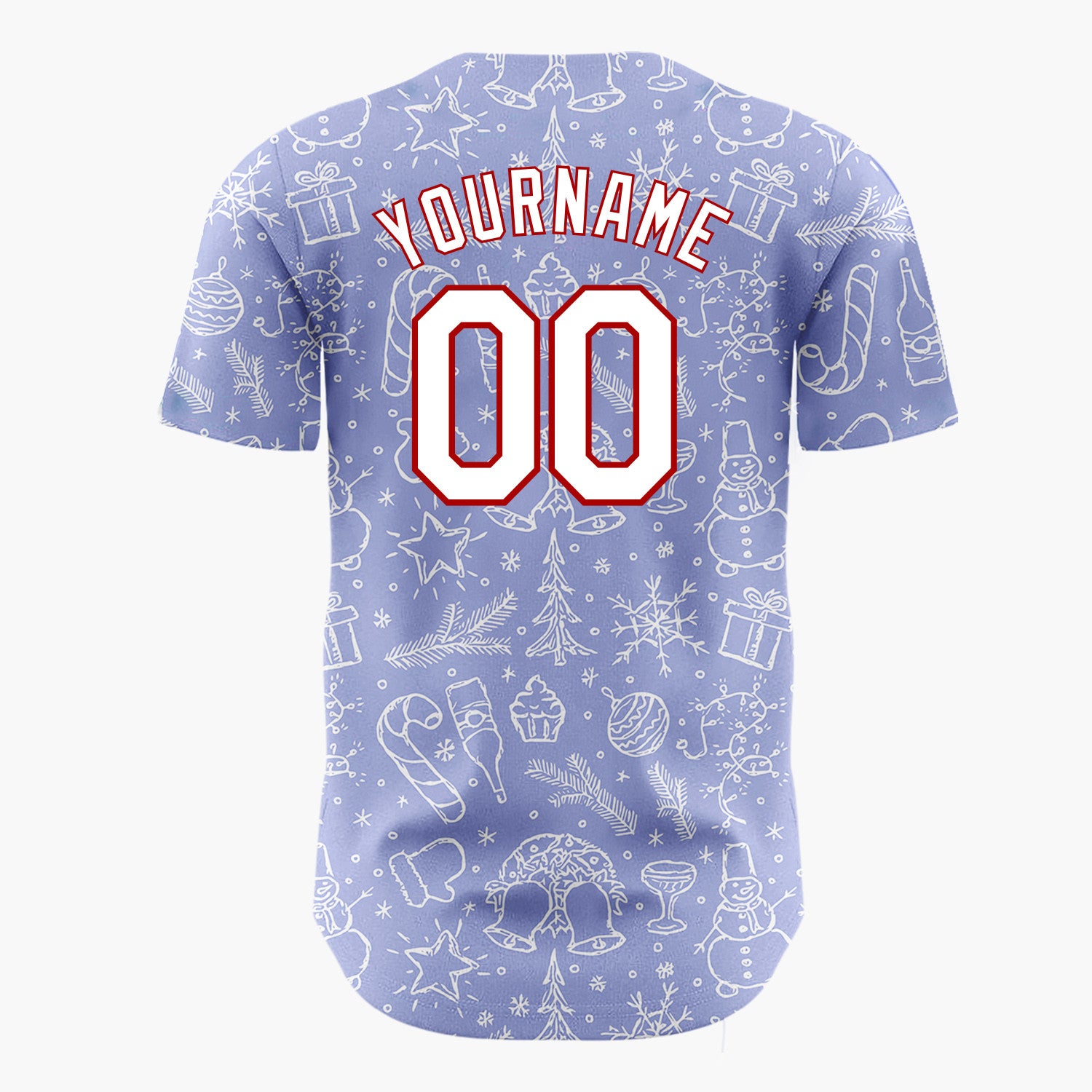 Custom Purple Christmas Icon Doodled Line Art Pattern Christmas Baseball Jersey
