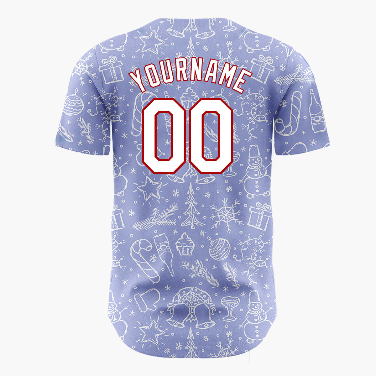 Custom Purple Christmas Icon Doodled Line Art Pattern Christmas Baseball Jersey
