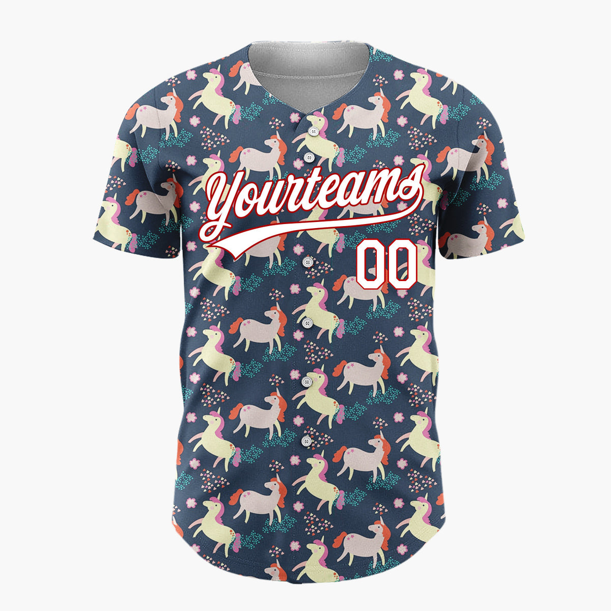 Custom Navy Yellow Unicorn Horses With Confetti Magical Party Pattern Christmas Baseball Jersey