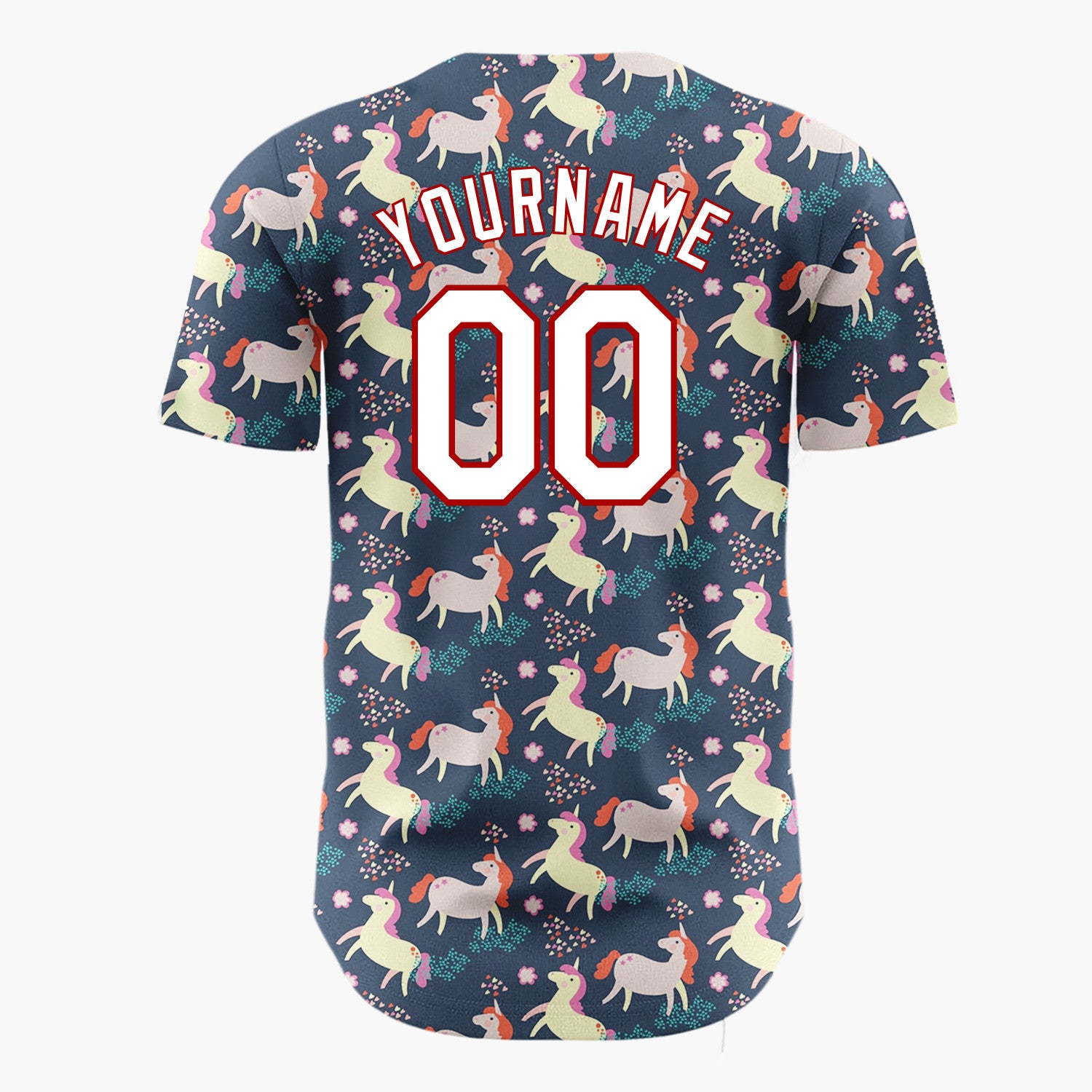 Custom Navy Yellow Unicorn Horses With Confetti Magical Party Pattern Christmas Baseball Jersey