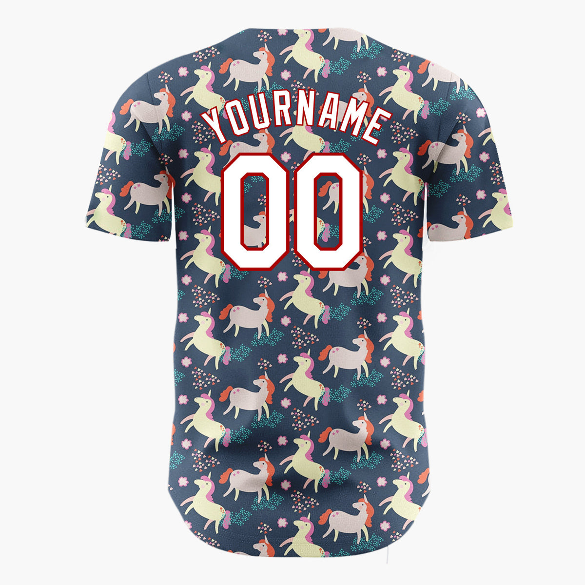 Custom Navy Yellow Unicorn Horses With Confetti Magical Party Pattern Christmas Baseball Jersey