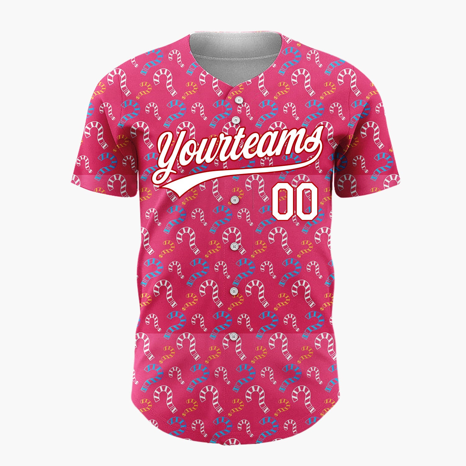 Custom Pink Blue Candy Canes Cute Christmas Baseball Jersey