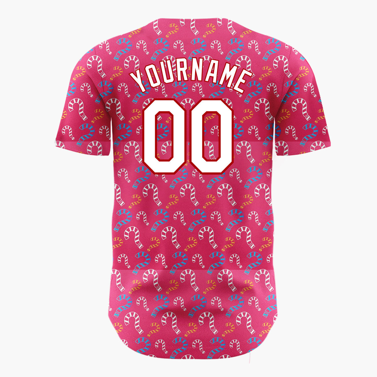 Custom Pink Blue Candy Canes Cute Christmas Baseball Jersey