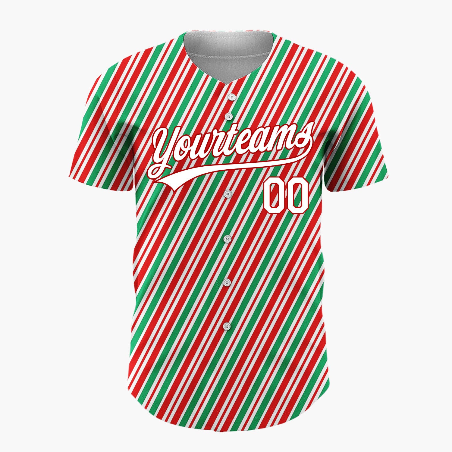 Custom Red Candy Cane Stripes Abstract Pattern Christmas Baseball Jersey