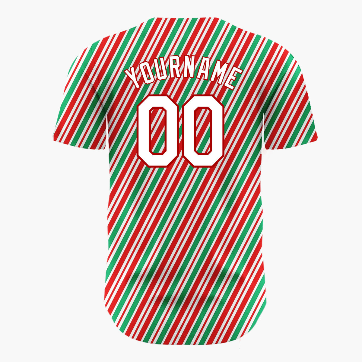 Custom Red Candy Cane Stripes Abstract Pattern Christmas Baseball Jersey