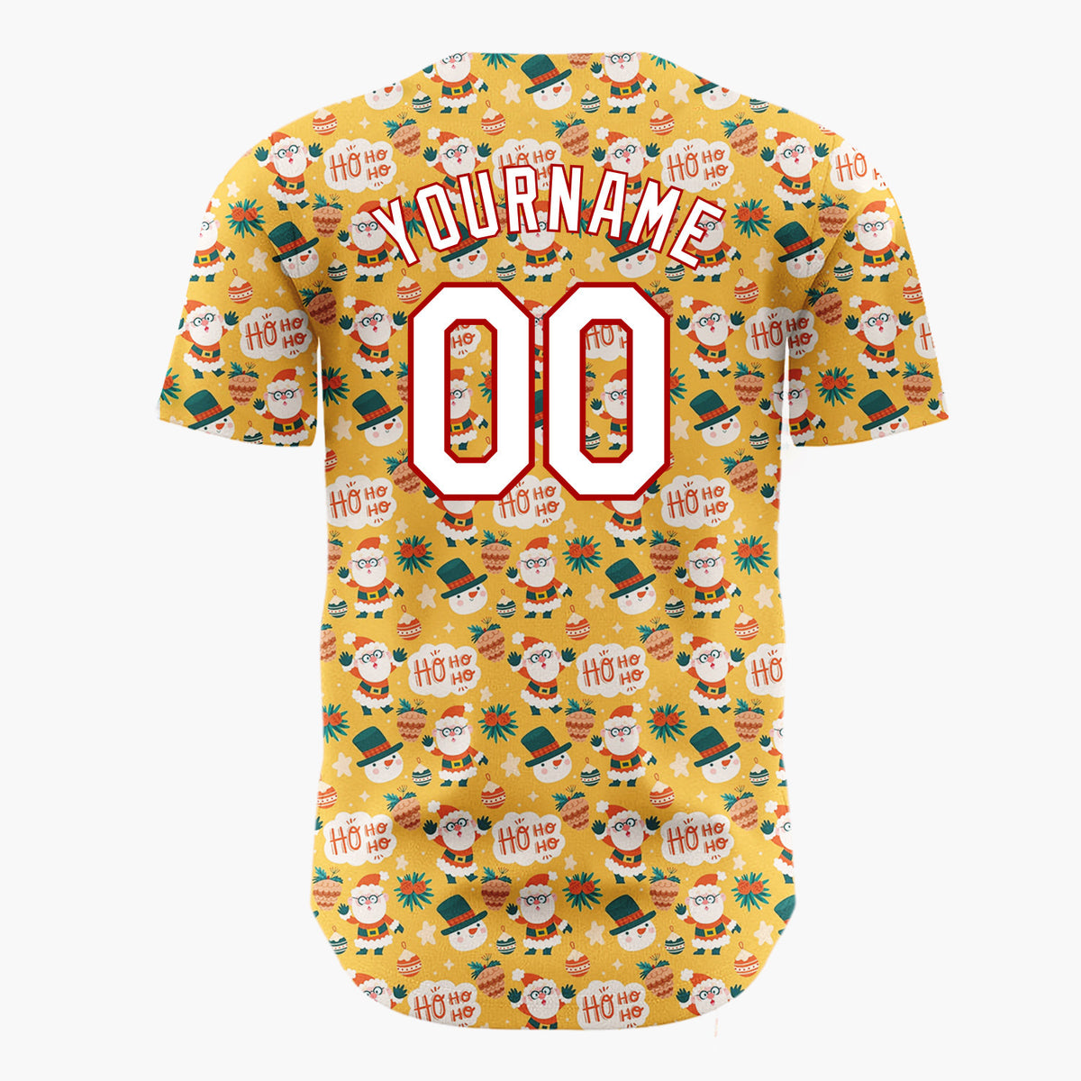 Custom Orange Santa Claus Smiling Faces Cartoon Pattern Christmas Baseball Jersey