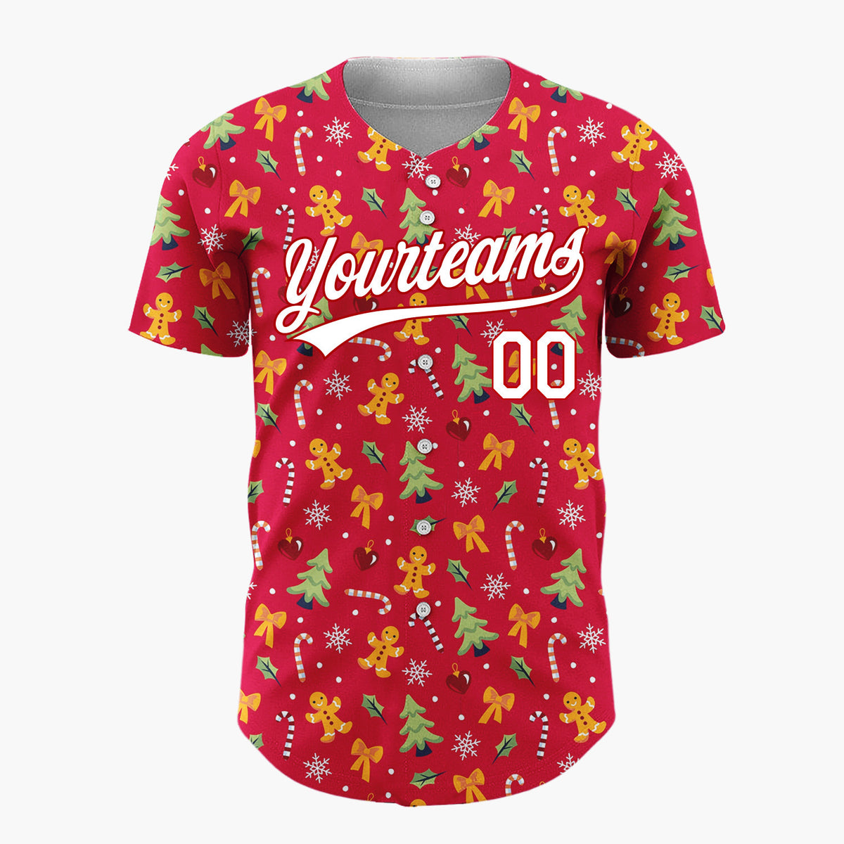 Custom Red Christmas Doodles Minimalist Minimalist Pattern Christmas Baseball Jersey