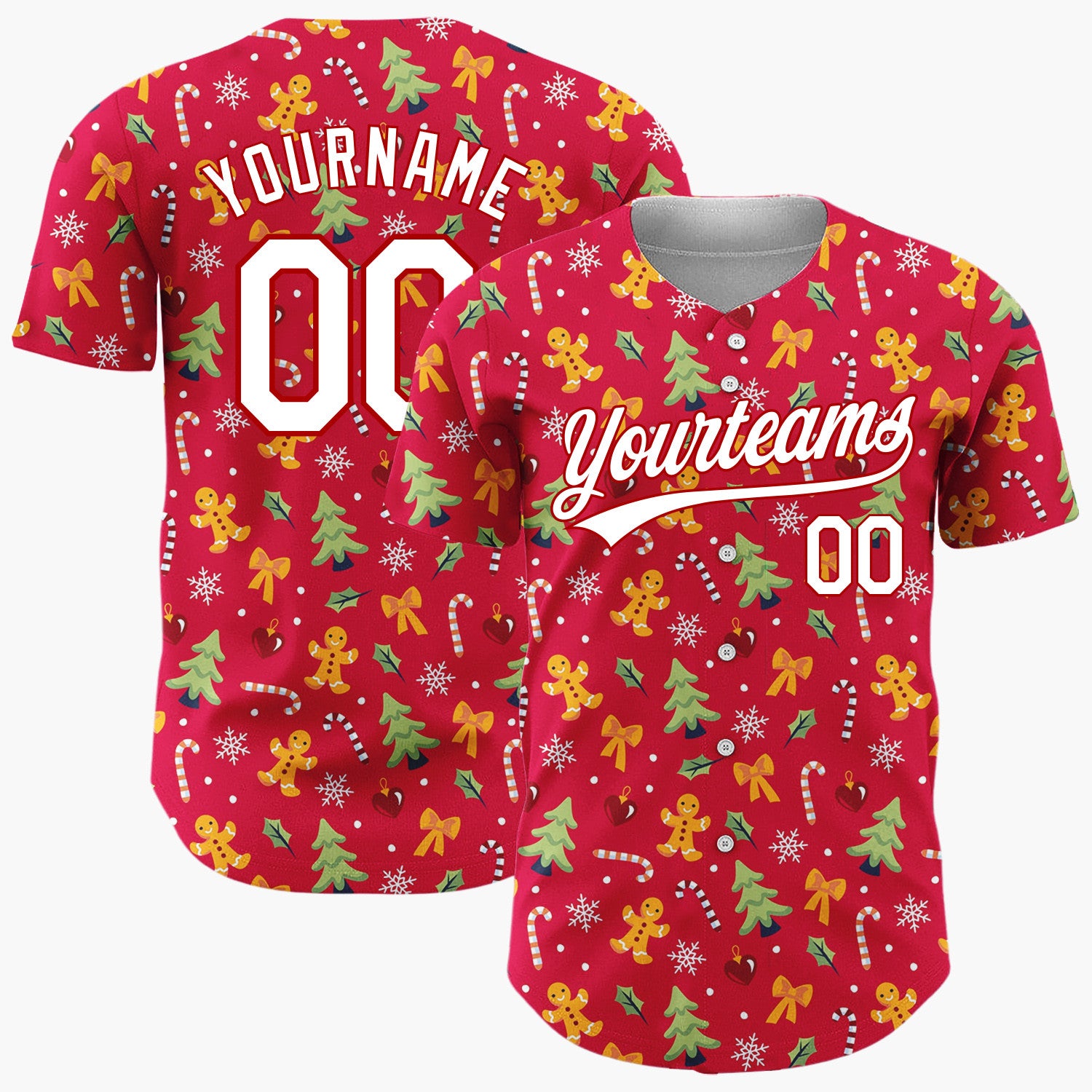 Custom Red Christmas Doodles Minimalist Minimalist Pattern Christmas Baseball Jersey