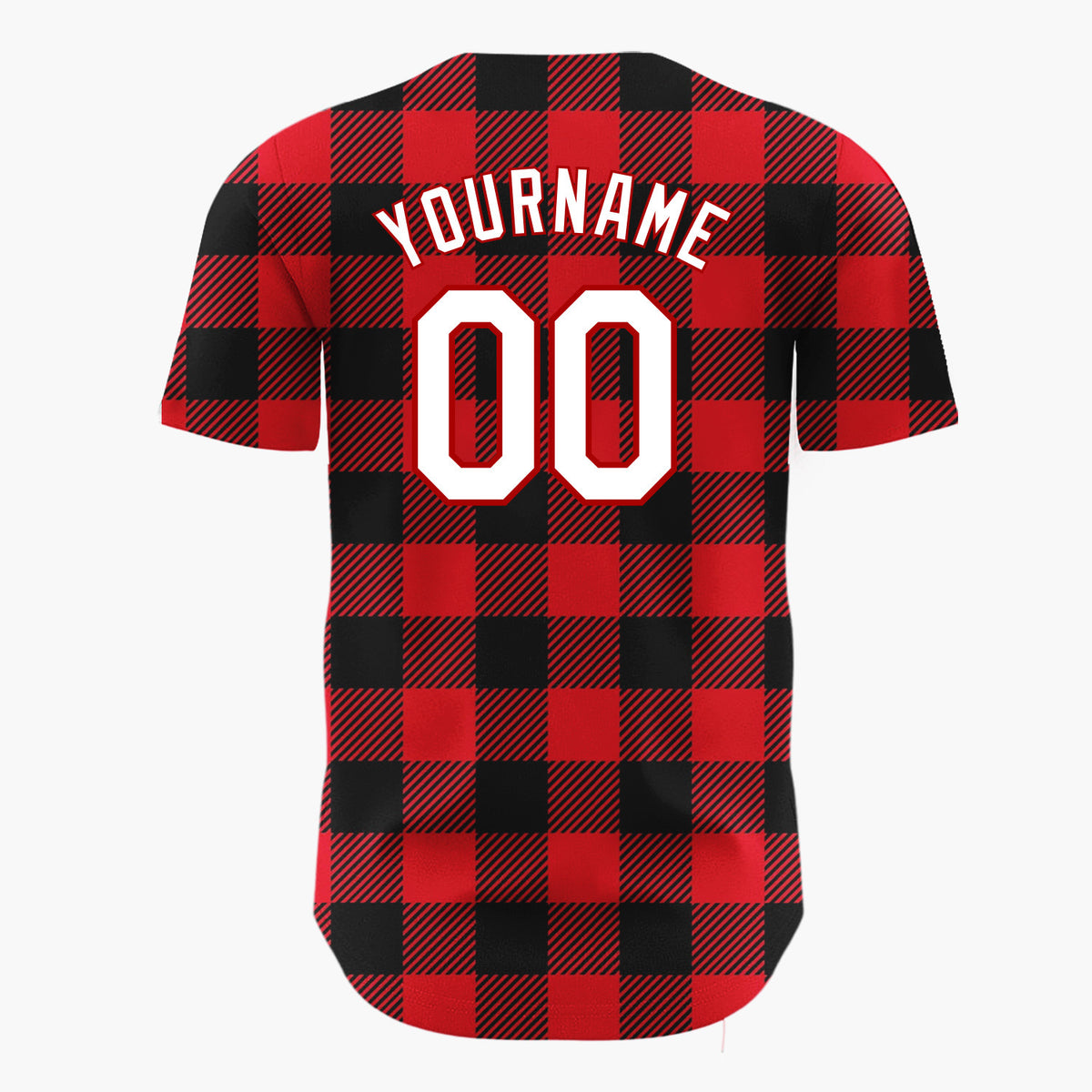 Custom Red Buffalo Plaid Classic Plaid Pattern Christmas Baseball Jersey