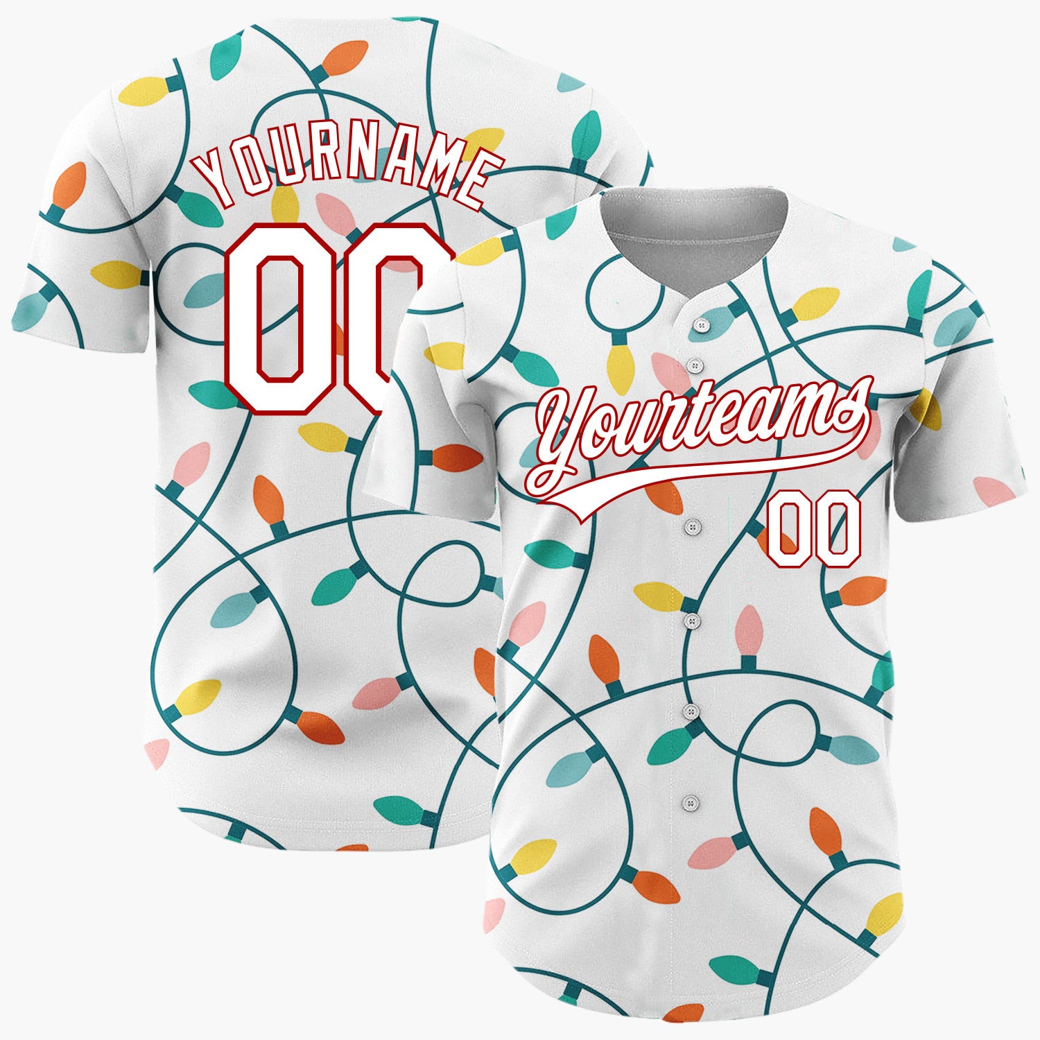 Custom Pink Holly Berries And Leaves Watercolor Festive Pattern Christmas Baseball Jersey