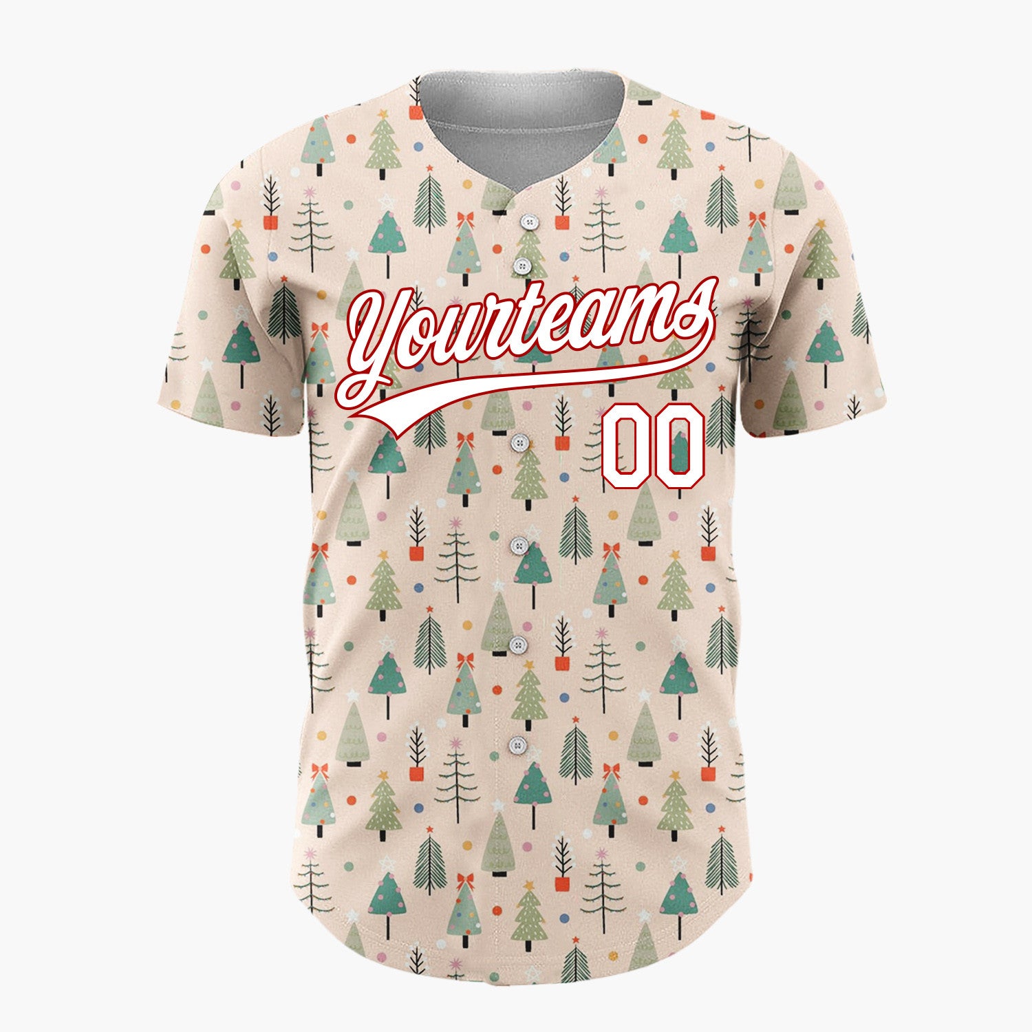 Custom Pink Green Trees And Dots Christmas Minimalist Pattern Christmas Baseball Jersey
