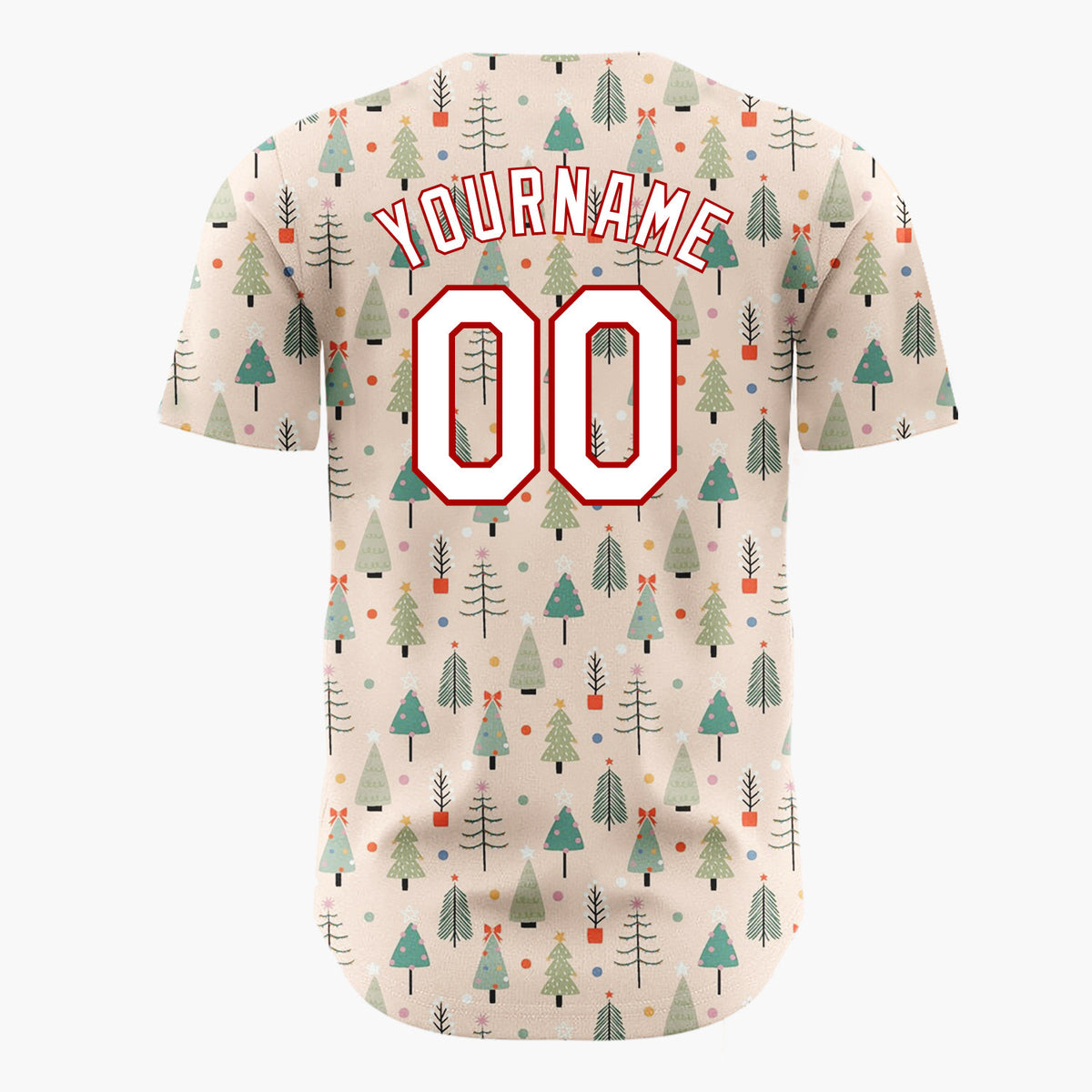 Custom Pink Green Trees And Dots Christmas Minimalist Pattern Christmas Baseball Jersey