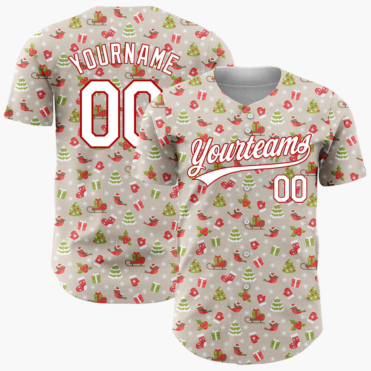 Custom Pink Hot Cocoa Christmas Doodles Cartoon Pattern Christmas Baseball Jersey